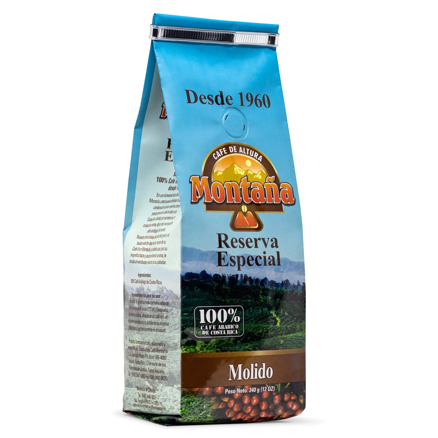 Costa Rican Ground Coffee Medium Roast Arabica, 12 Ounces (2 Packs), Fair Trade