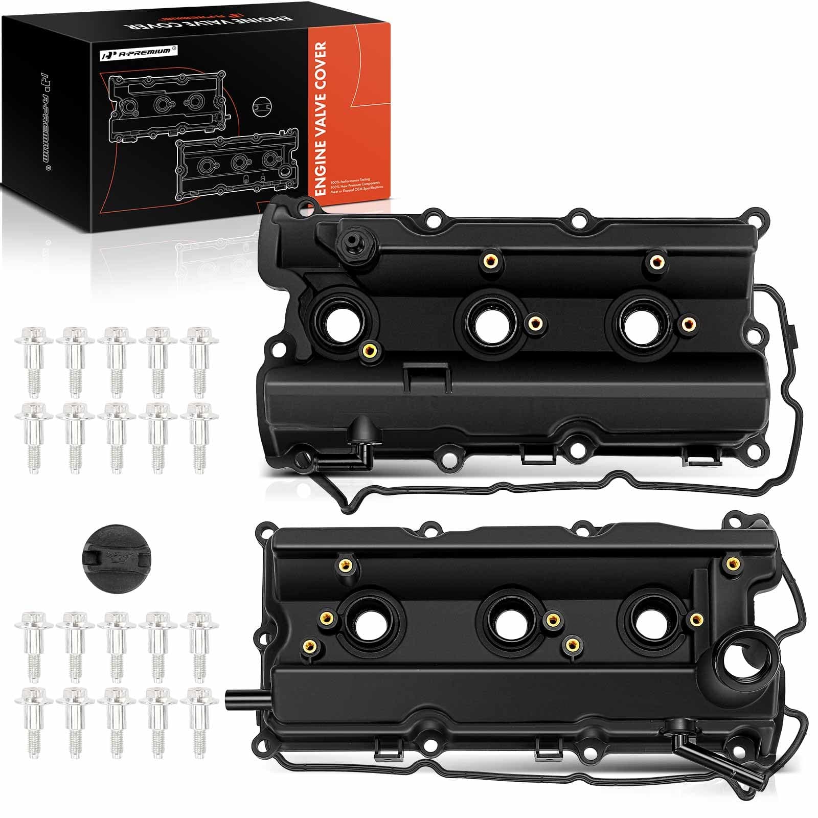 A-Premium Engine Valve Cover Kit, with Gasket & Bolts, Compatible with Nissan 350Z 2003-2008, Infiniti FX35 2003-2008, G35 2003-2007, M35 2006-2008, V6 3.5L VQ35DE, Replace # 13264AM600, 13264AM610
