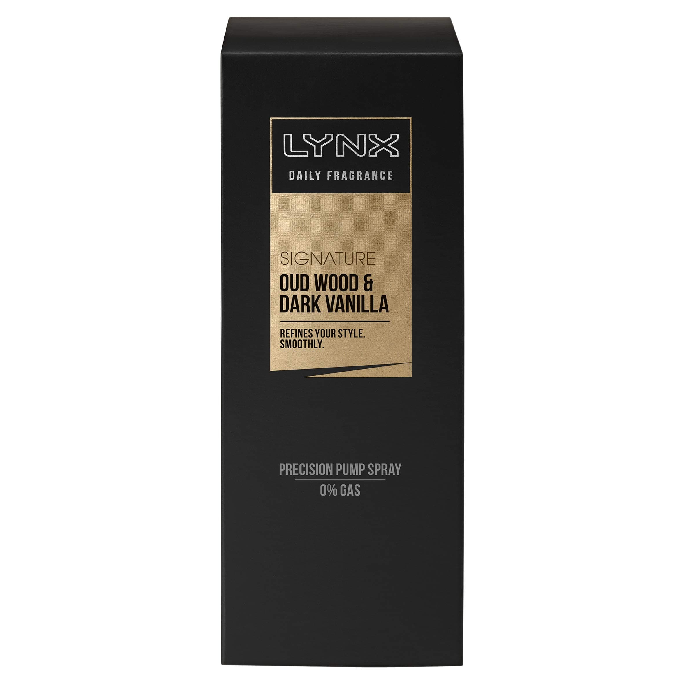 Lynx Signature Oud Wood & Dark Vanilla gives you a memorable touch Daily Fragrance style-refining pump spray 100 ml
