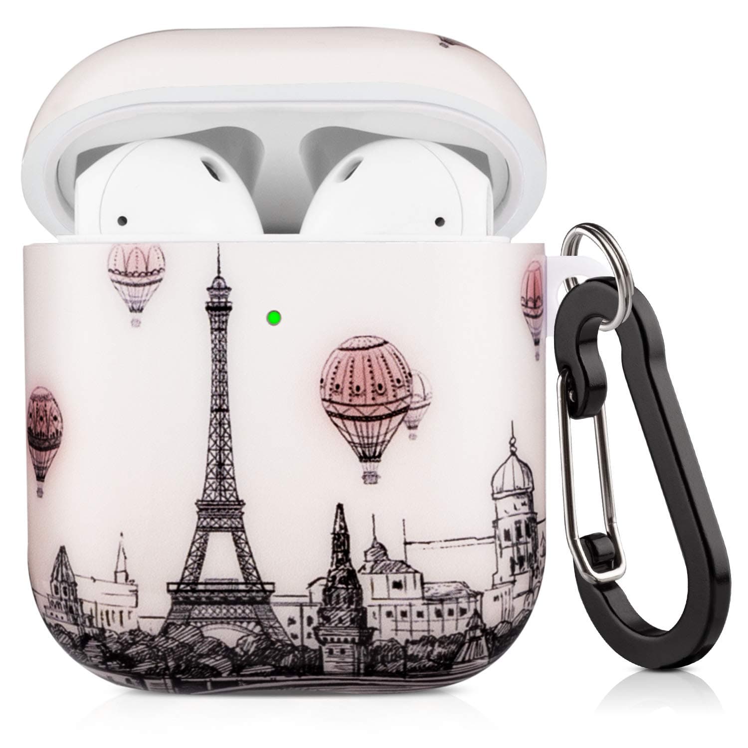 Cutebricase Airpods Case, Paris Tower Airpod Case Protective Hard Airpod Case Cover for Apple AirPods 2 & 1 with Keychain Compatible with Wireless Charging