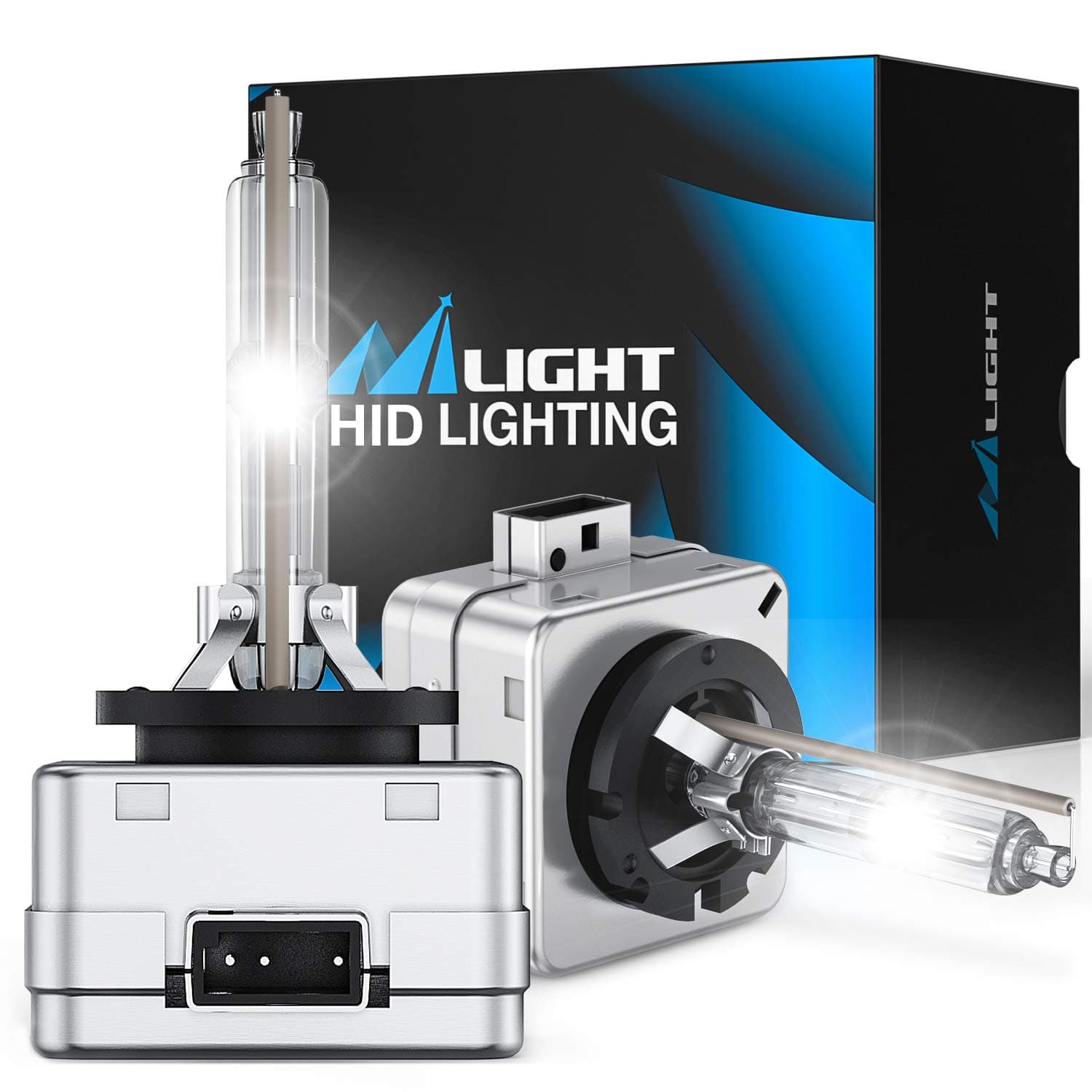 Nilight D3S HID Bulbs, 6000K Diamond White Xenon Replacement D3S HID Headlight Bulb,350% Lighting Distance Super Bright High for 12V Cars, IP67 Design with Metal Stents Base, 2 Years Warranty