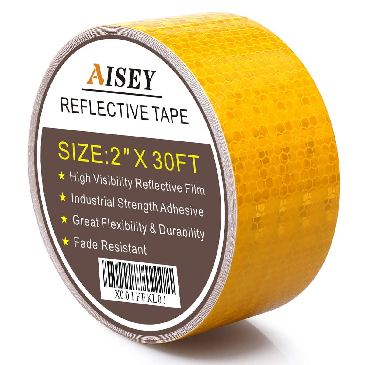 2" x 30 Feet Yellow Reflective Hazard Caution Conspiciuity Tape For School Bus Truck Trailer Boat Semi Motorcycle Bike and Helmet