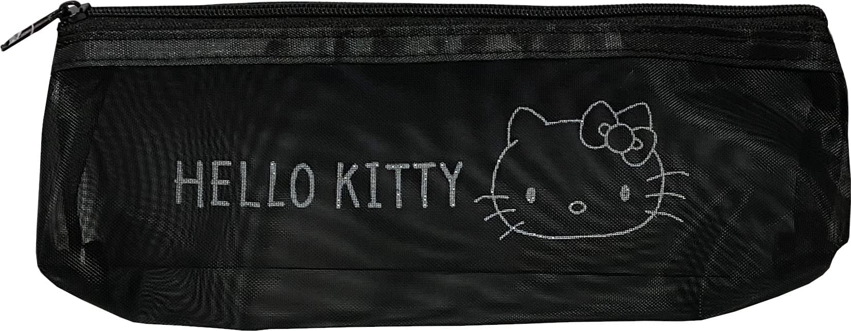 Sanrio Hello Kitty Accessories Cosmetic Mesh Nylon Polyester Pencil Case Bag Pouch Zipper Case Bag with Gusset 21×6×3.5cm Stationary (Simple)