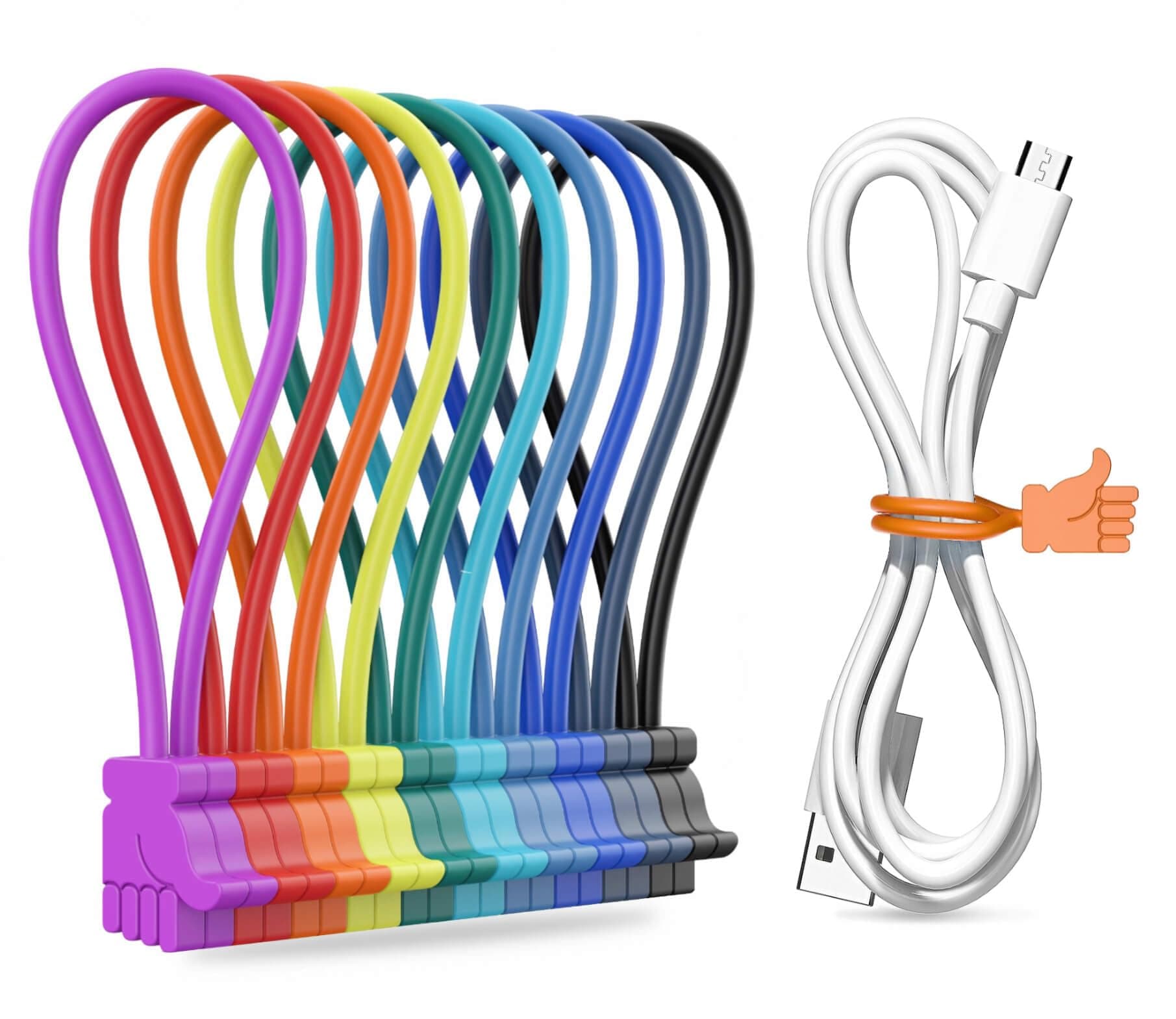 Reusable Magnetic Cable Ties Thumbs-up Magnetic Twist Ties for Cord Cable Organizer and Bundling, Can Be Use in Home Office School Outdoor