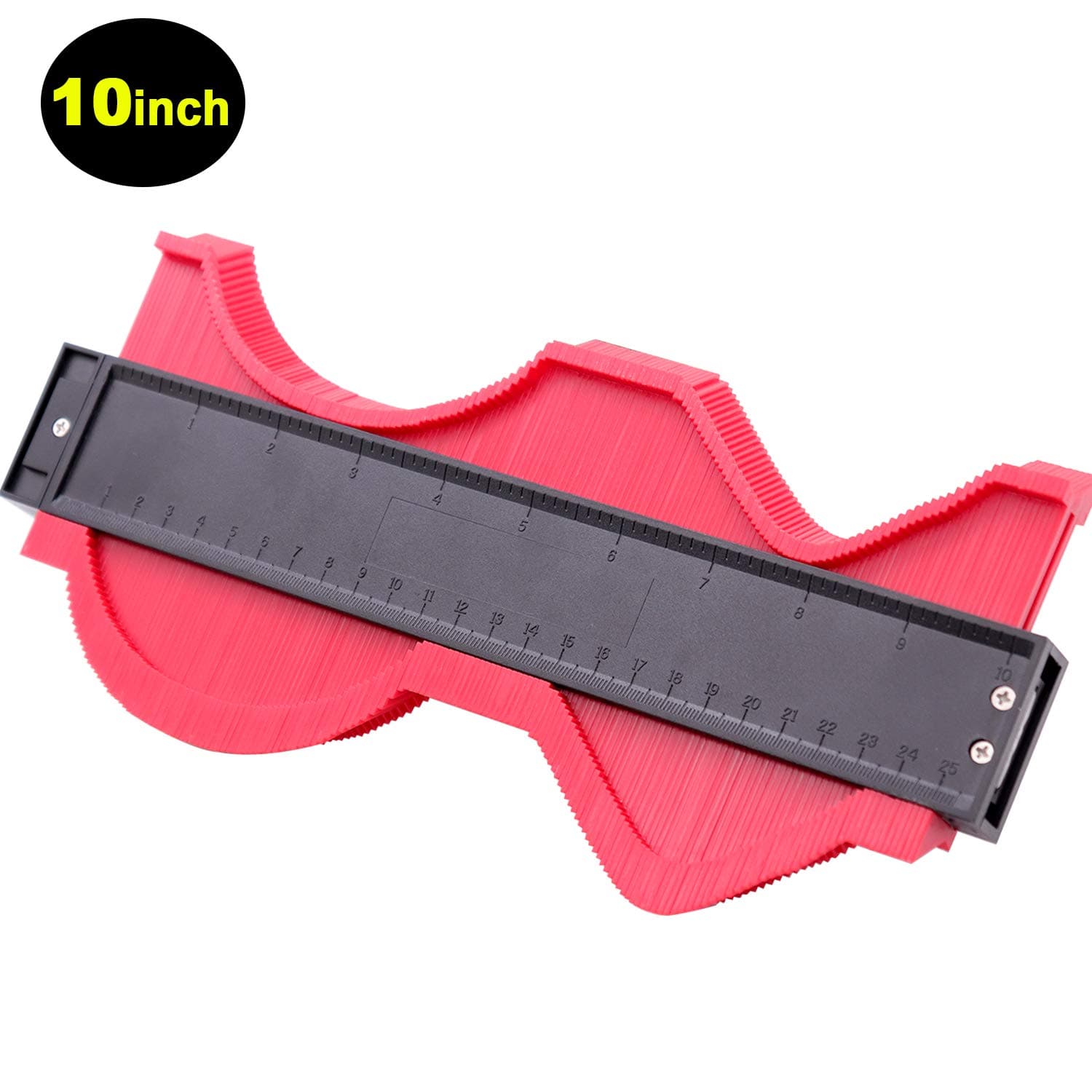 10in Contour Gauge Edge Shaping Measure Ruler Contour Duplicator for Tiling Laminate Woodworking Practical Tool (RED-10IN)
