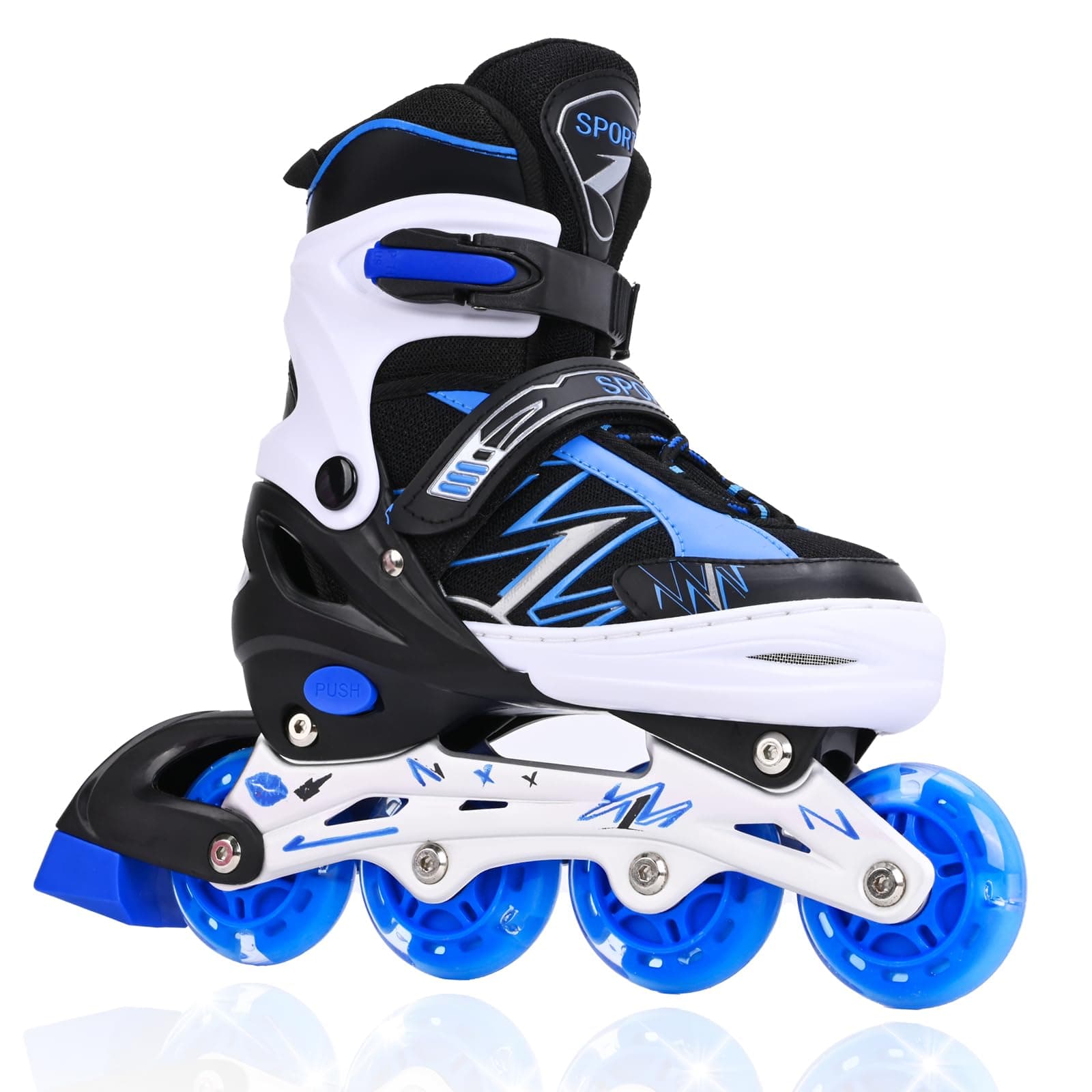 Adjustable Kids Inline Skates for Girls Boys with All Wheels Illuminating, for Beginner Youth Mens and Womens Roller Skates Blades in Outdoor and Indoor