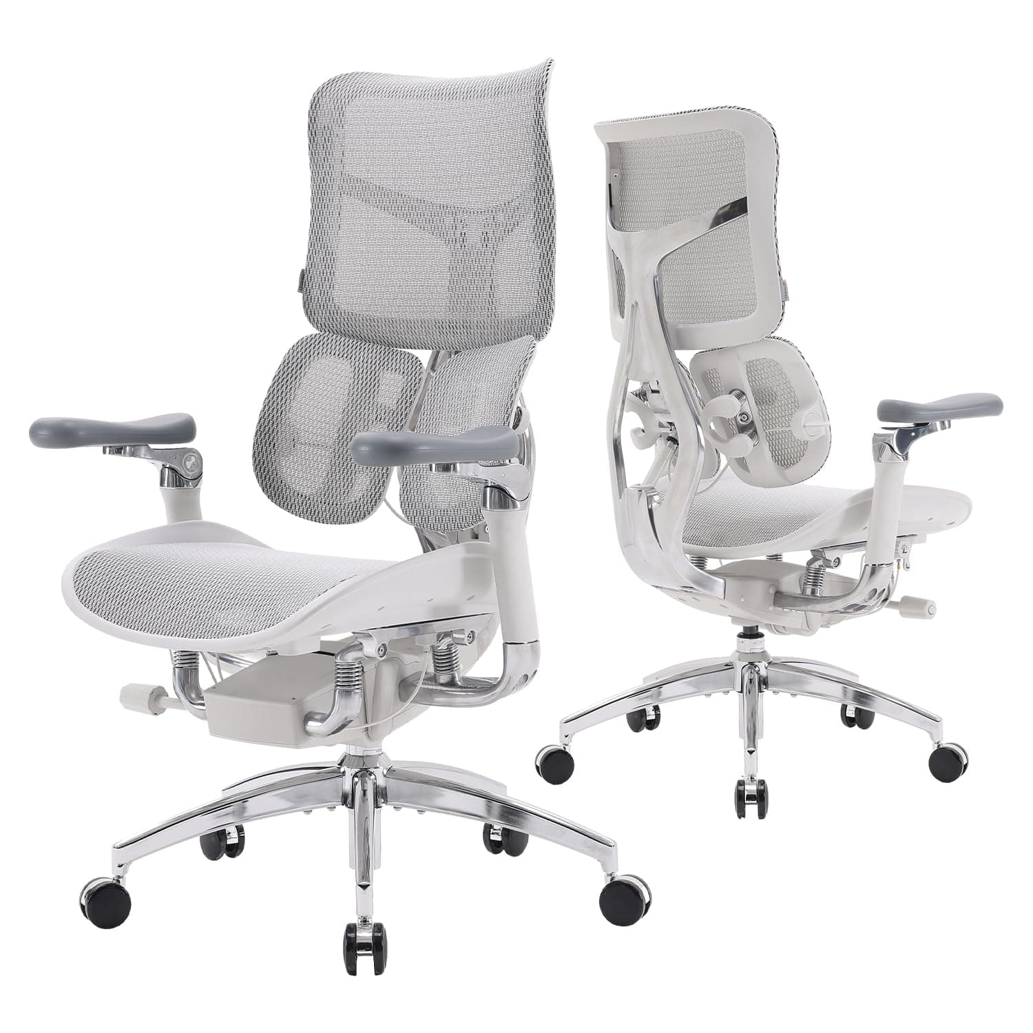 Doro S300 Ergonomic Office Chair, Dual Dynamic Lumbar Support, 6D Coordinated Armrests, Adjustable Rolling Desk Computer Gaming Chair (White Italian Velvet Mesh)