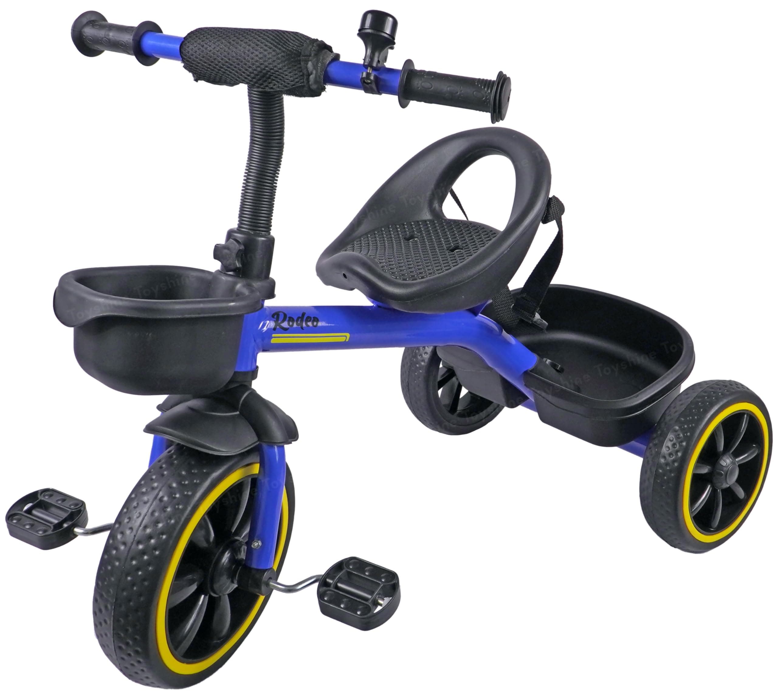 Toyshine Tricycle Ride-on Bicycle with EVA Wheels Metal Body Storage Basket and Seat Belt for 3-6 Years Carrying Capacity Upto 30 Kgs - Blue