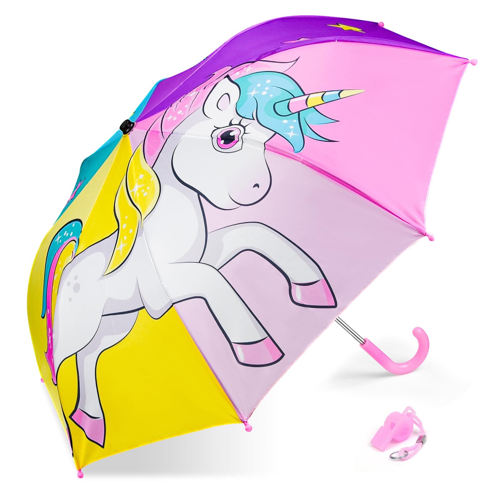 Kids Umbrella, Windproof Auto Open Stick Umbrellas for Rain Toddler Girls Boys…