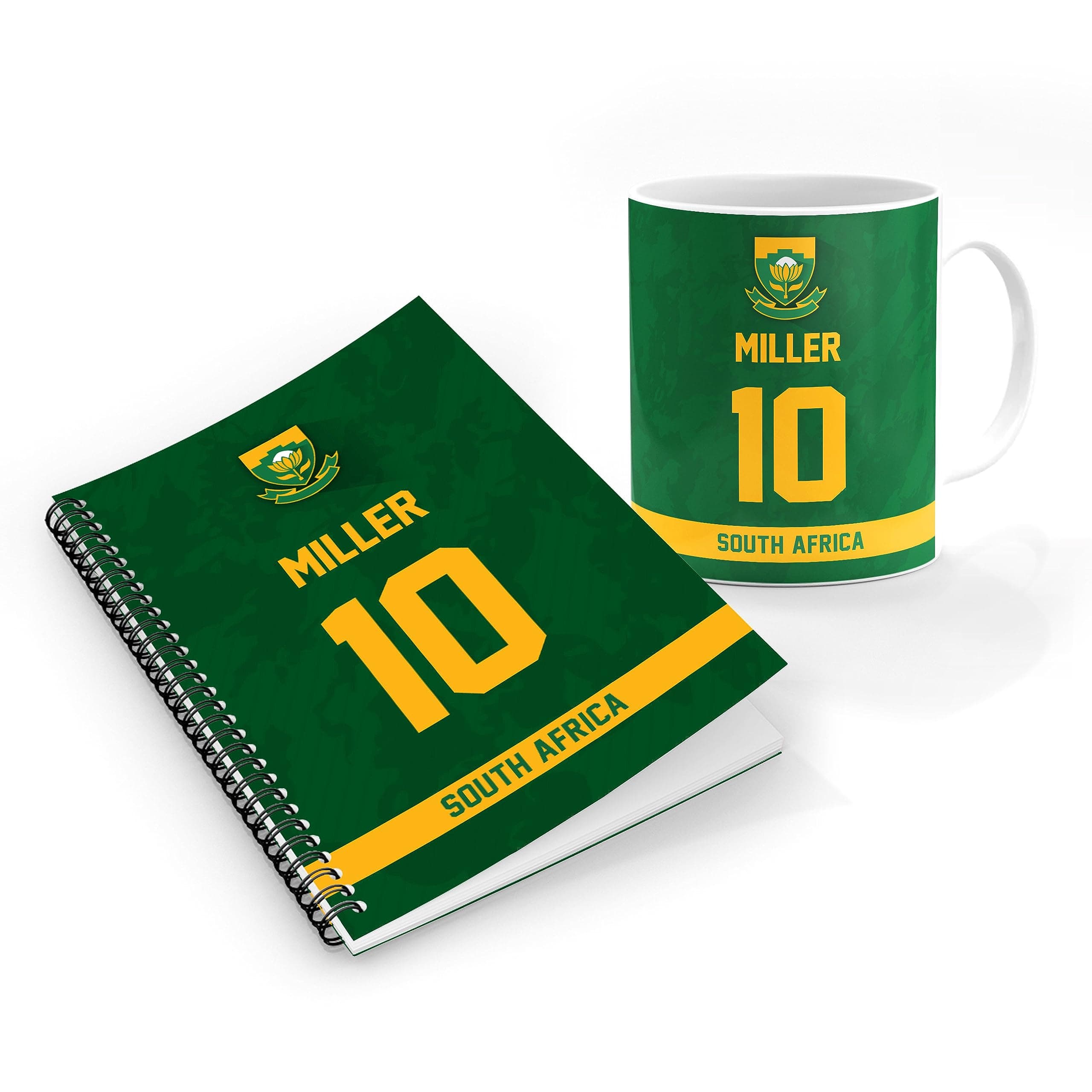 StylizeddDesigner Printed Coffee Mug + A5 Spiral Notebook Memo Notepad Journal Personalised Combo Gift Set -Player - David Miller, Jersey Number-10