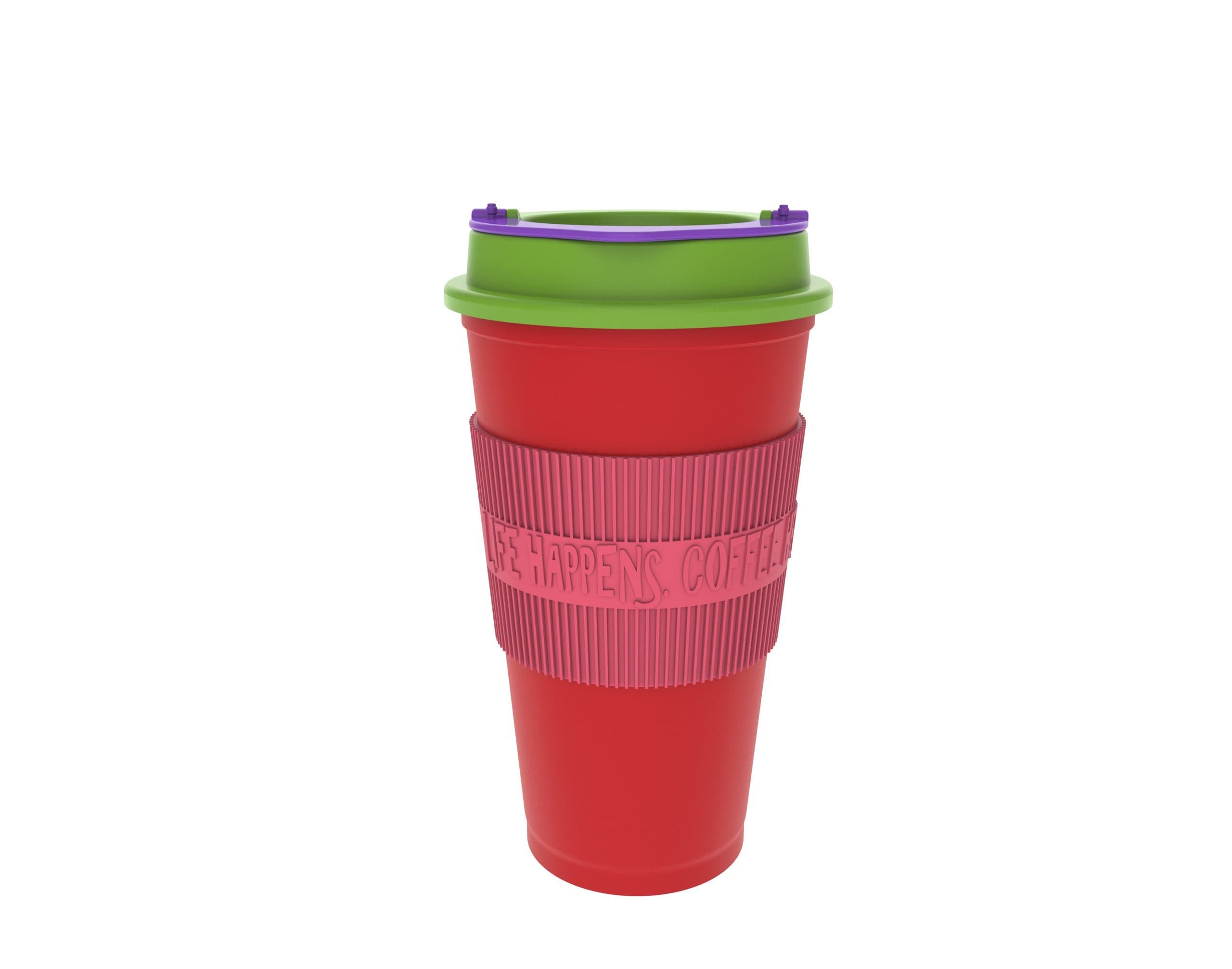 NANI Plastic Coffee Sipper With Tight Fitting Flap And Lid - 1 Piece, Red, 475 ml