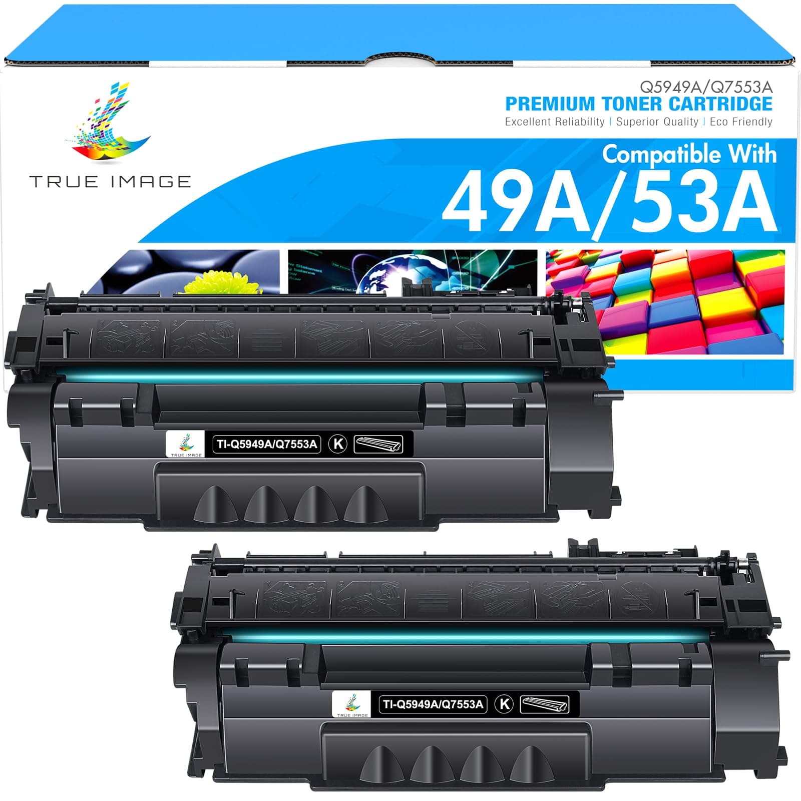 Compatible Toner Cartridge Replacement for HP 49A Q5949A 53A Q7553A 49X Q5949X for HP Laserjet 1320 Toner Cartridge 1320n 3390 1160 1320tn 1320nw 3392 P2015 P2015dn Printer (Black, 2-Pack)