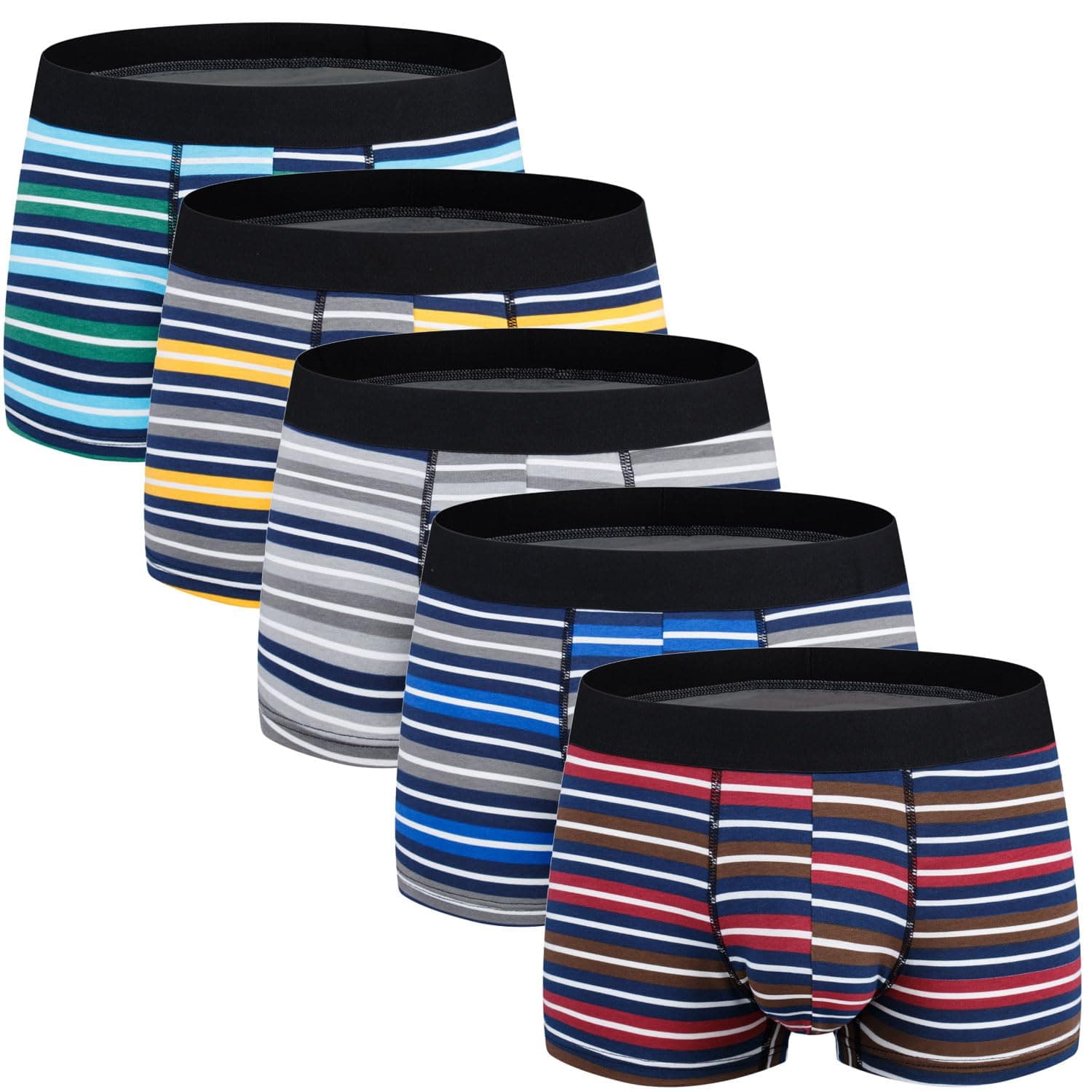 Aserlin Men's Underwear Boxer Briefs Cotton Huge Pouch Trunks Short Leg Underwear 5 Pack