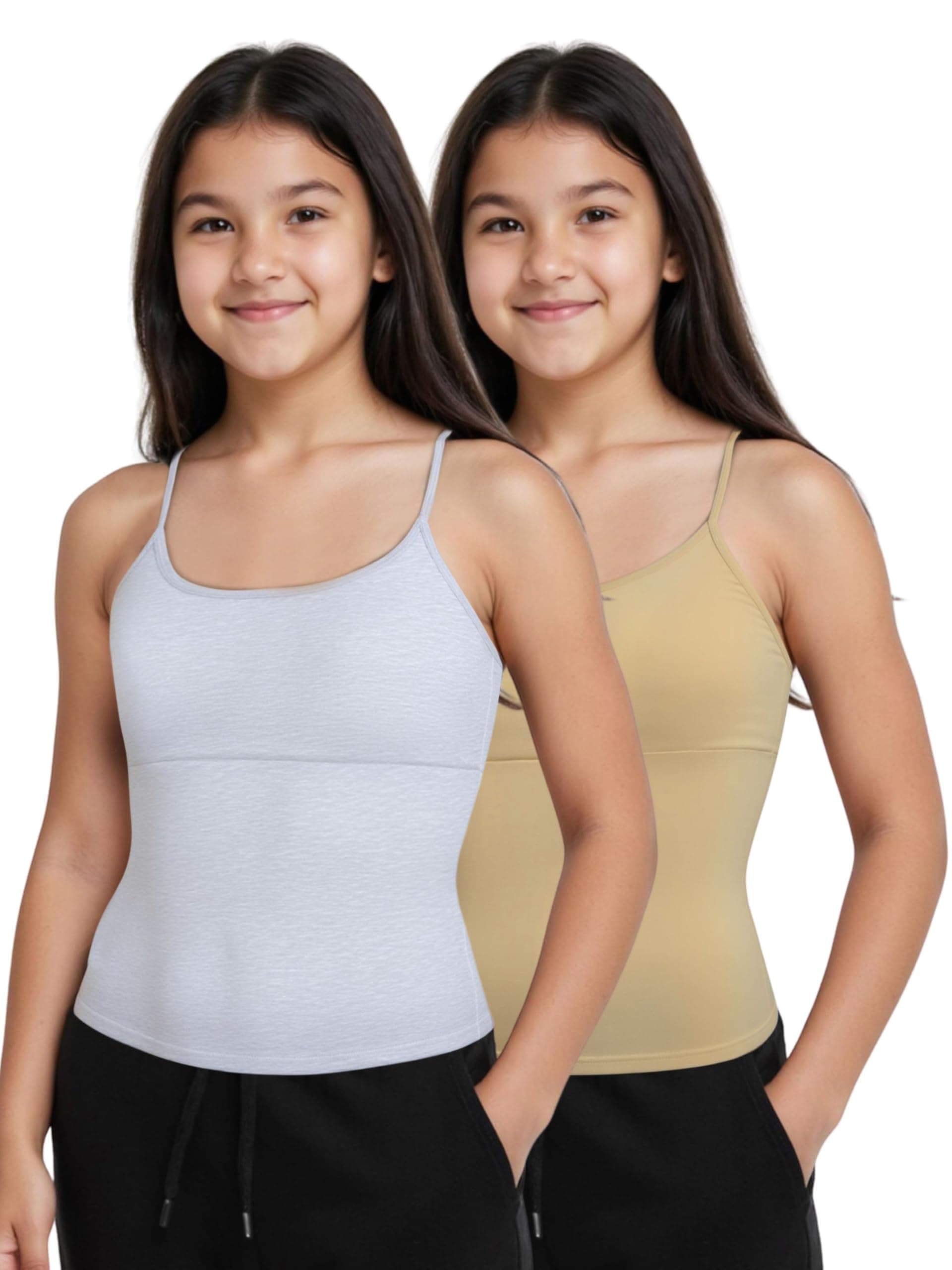 - Essentials Padded Camisole Starter Bra for Young Girls, Sleeveless Undershirts Cami Vest with Adjustable Straps, Cotton Camisole Tank Top/Innerwear for Girls