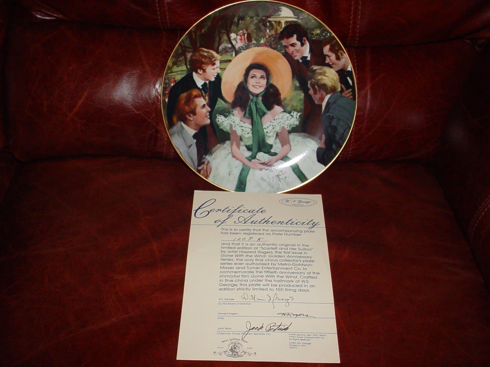 Collector Plate - Gone with the Wind - Golden Anniversary Series Plate #1 - Scarlett and Her Suitors