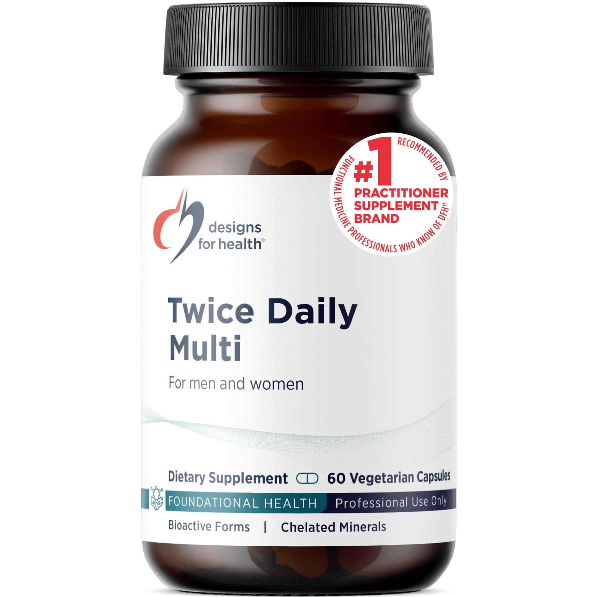 Designs for Health Methylated Multivitamin for Women & Men - Twice Daily Multimineral Multivitamin - Methylated B12 and Folate, Vitamin C, K, D, E - Improves Overall Health & Well Being (60 Capsules)