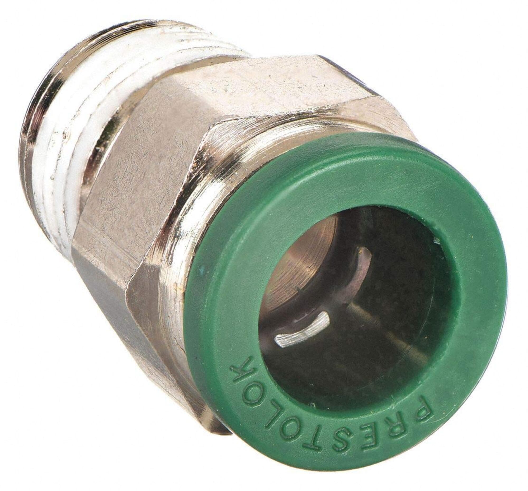 Parker Hannifin W68PLP-4-4 Prestolok PLP Nickel Plated Brass Male Connector Push-to-Connect Fitting, 1/4" Push-to-Connect Tube x 1/4" Male NPTF