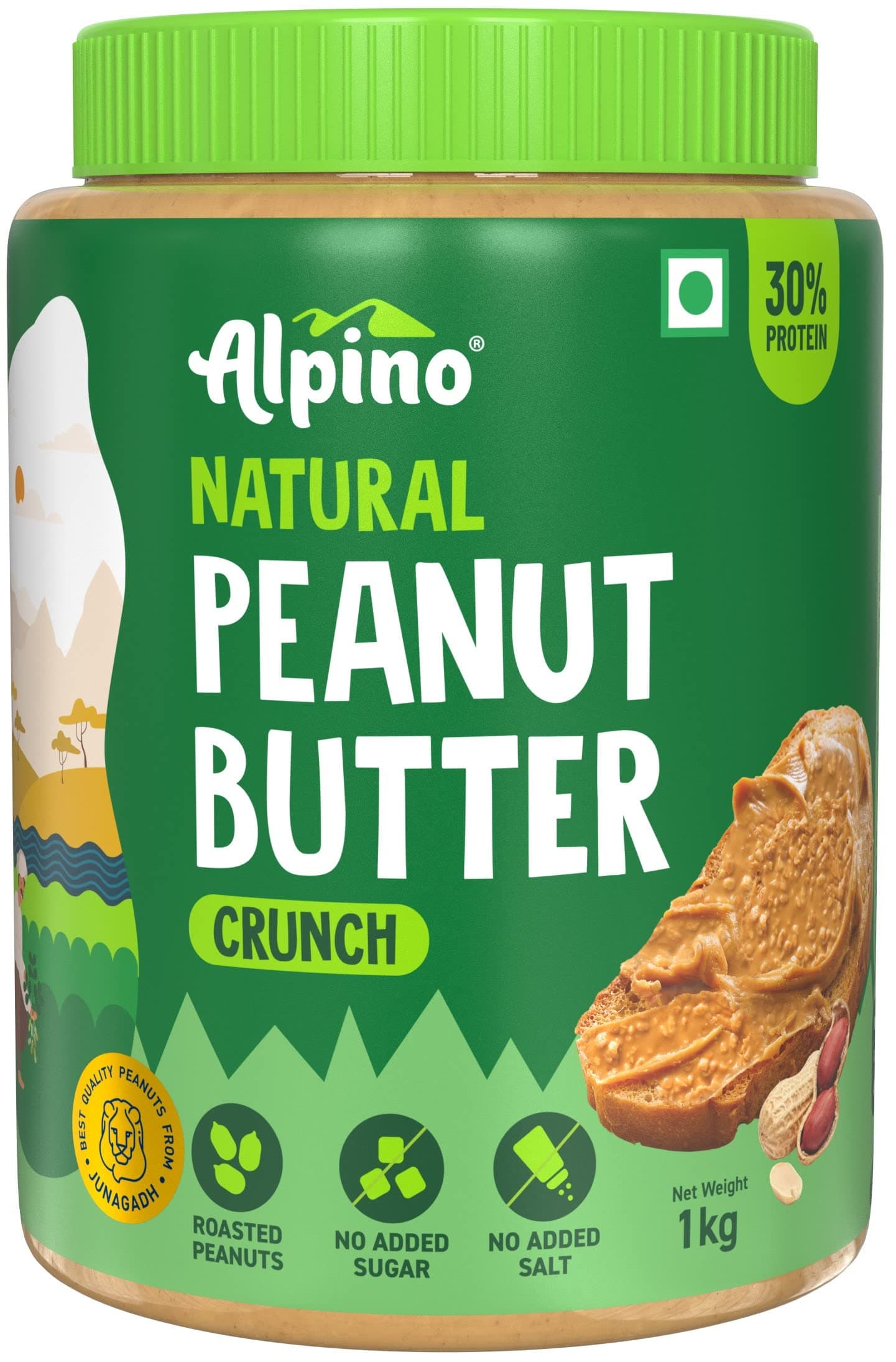 Natural Peanut Butter Crunch | 30g Protein | Made with 100% Organic Roasted Peanuts | No Added Sugar and Salt | Peanut Butter Crunchy (35.2 Ounce)