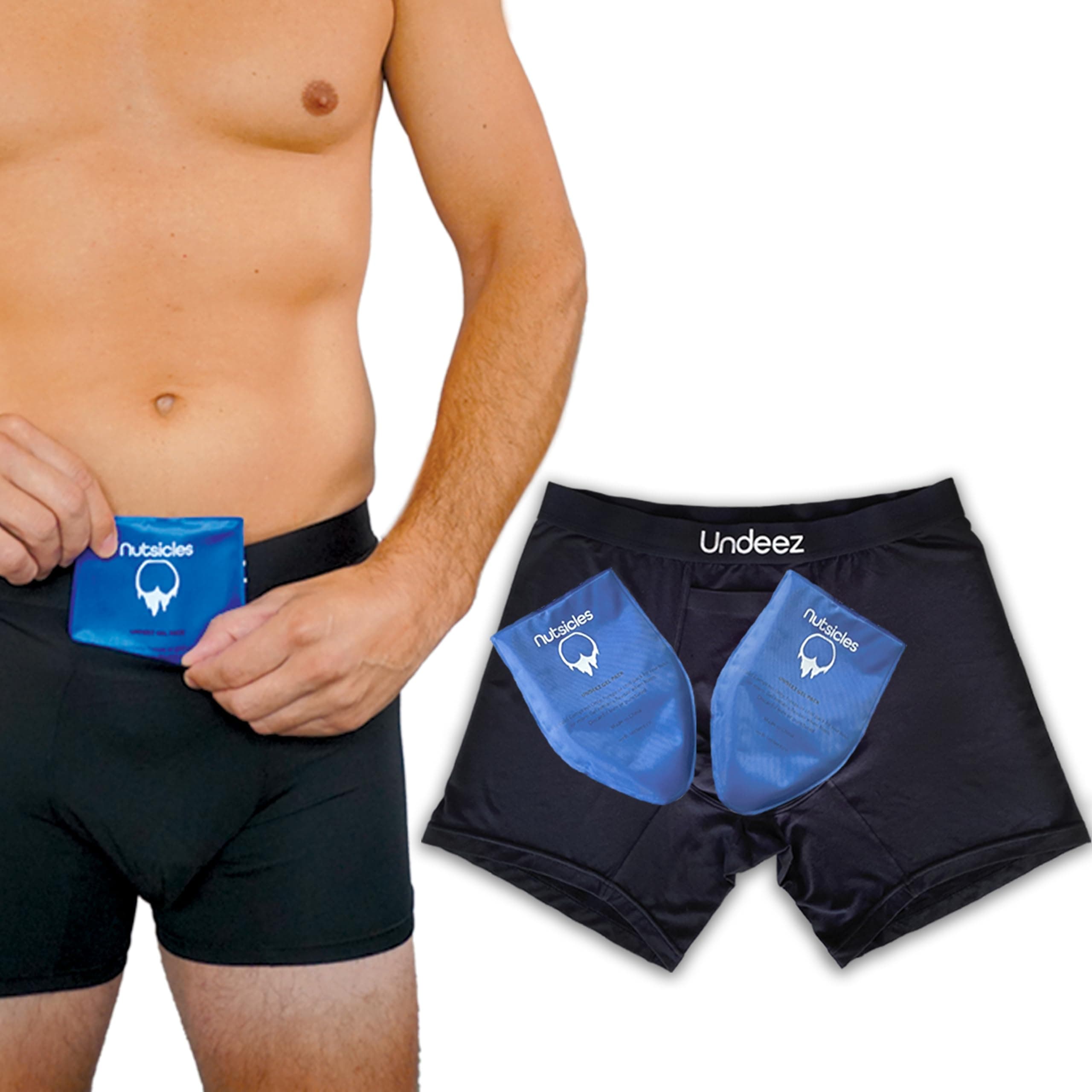 Undeez Vasektomie-Unterwsche kommt mit 2 individuell angepassten Khlakkus und eng anliegenden Boxershorts zur Untersttzung der Hoden und Schmerzlinderung
