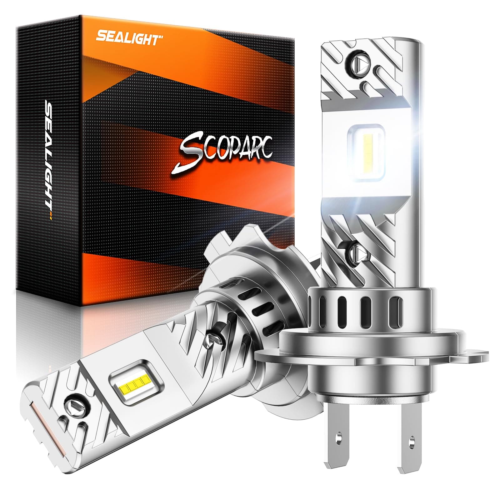 SEALIGHT H7 Bulbs 1:1 Design, 36000LM Ultra-Bright S6 H7 Dual Bulbs No Adapter Required No Cordless, 6500K White Light, 60000+Long Lifespan, Plug-N-Play, Driving Fog Spot Light Assemblies, Pack of 2