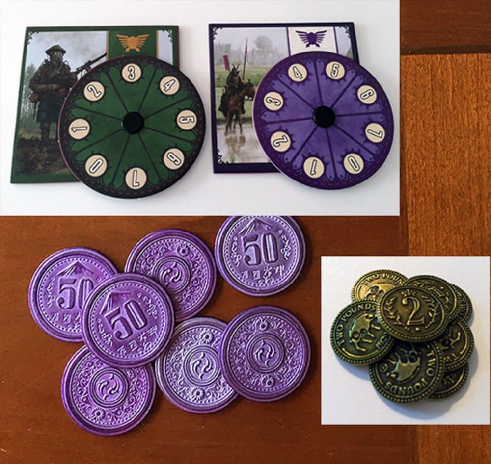Scythe : Non-Kickstarter Promotional Bundle Power Dials, Togawa, Albion Coins (#8, #9,#10)