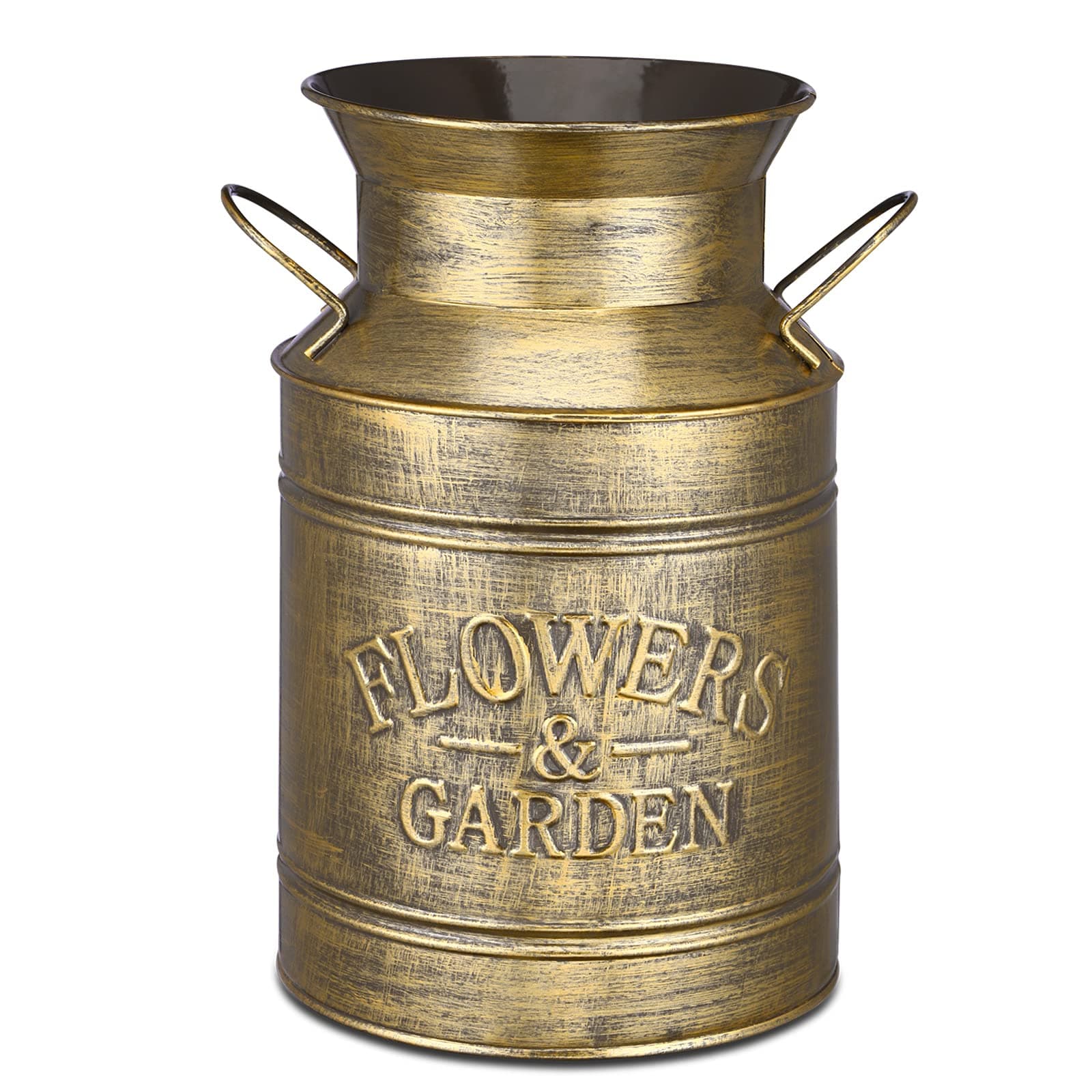 HyFanStr Shabby Chic Vintage Vase Farmhouse Vase Rustic Milk Can, Galvanized Metal Flowers Vase for Home Office Wedding Decor