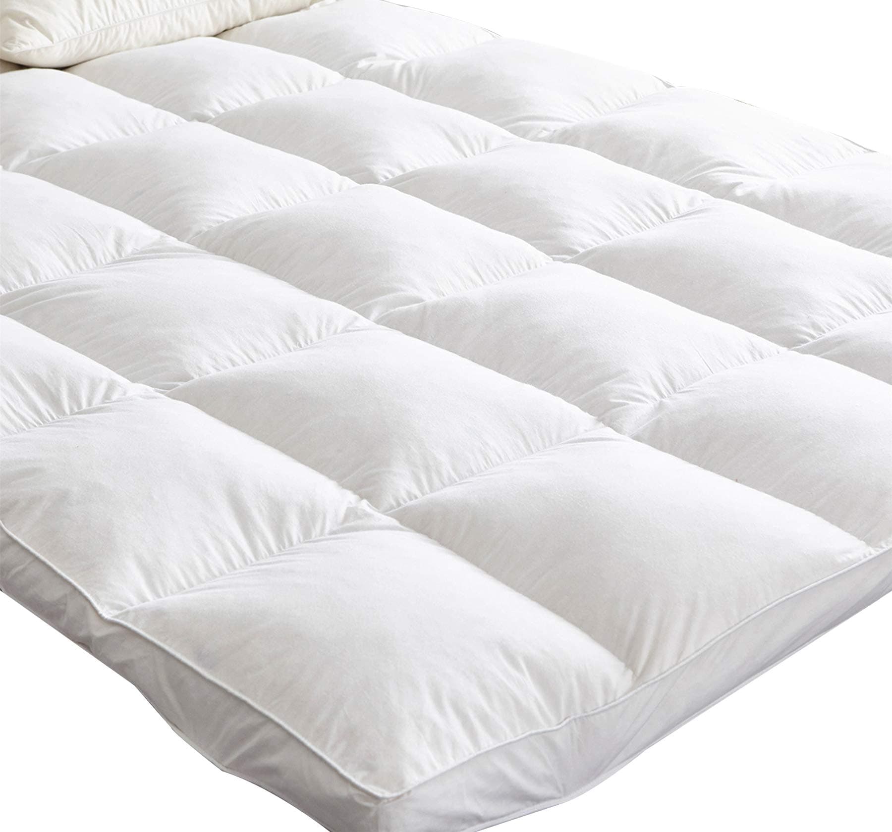 HOMEFOUCS Homefocus Mattress Topper Super King Size White Goose Feather and Down Bed Topper
