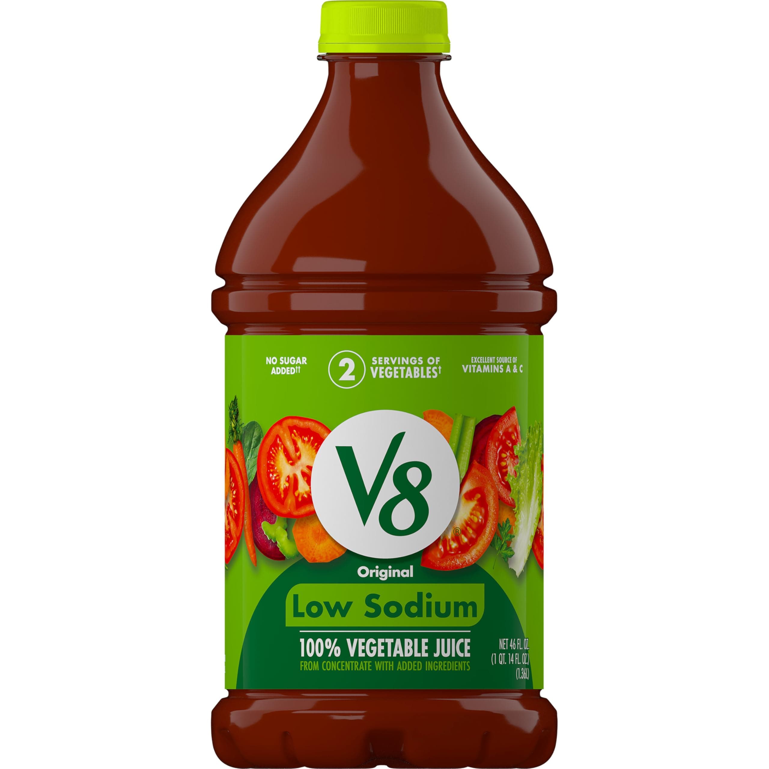 V8 100% Vegetable Juice, Low Sodium Original, 46 Ounce