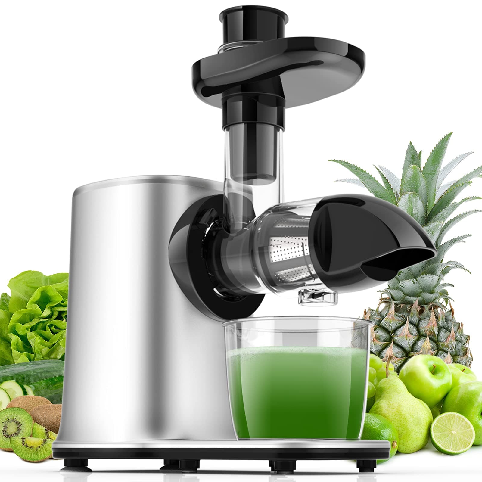 Extractor de Jugos, Celery Juicer Machines Vegetable and Fruit, Cold Press Juicer for Celery/Vegetable/Wheat, Masticating juicers, Slow Juicer Machine, Juice Extractor with Cleaning Brush