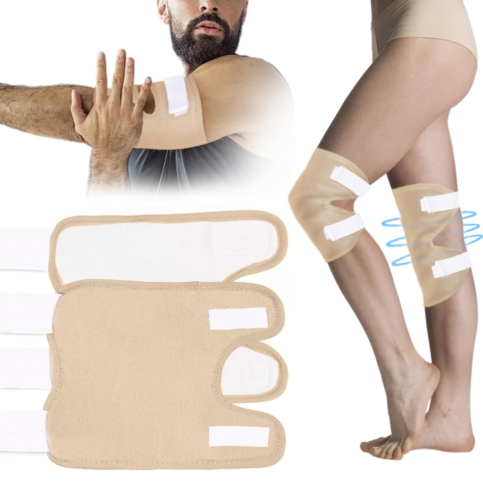 VSNPO Castor Oil Pack for Knee, 2pcs Castor Oil Pack Wrap for Knee Castor Oil Pack with Adjustable Elastic Strap, Reusable Breathable Organic Cotton Castor Oil Cold Pressed Wraps Kit for Leg,Feet