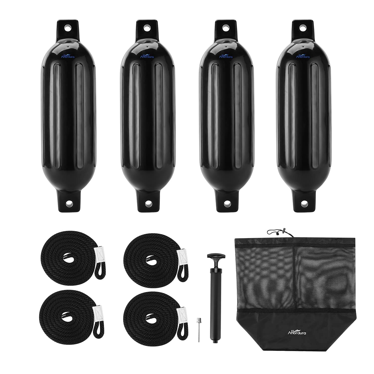 Affordura Boat Fender 4 Pack Boat Bumpers Fenders with 4 Ropes, Boat Bumpers for Pontoon Boat Fenders Inflatable