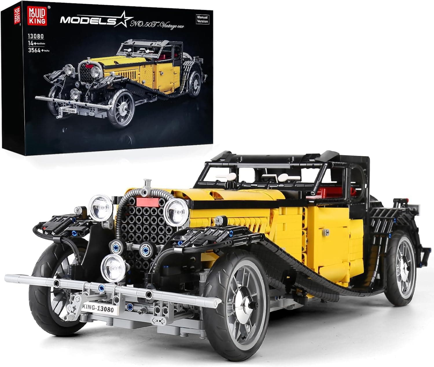 13080 Technik Oldtimer Construction Kit, 3564 Clamping Blocks Technology Vintage Car Building Blocks, Construction Toy Vehicles (without Motor)