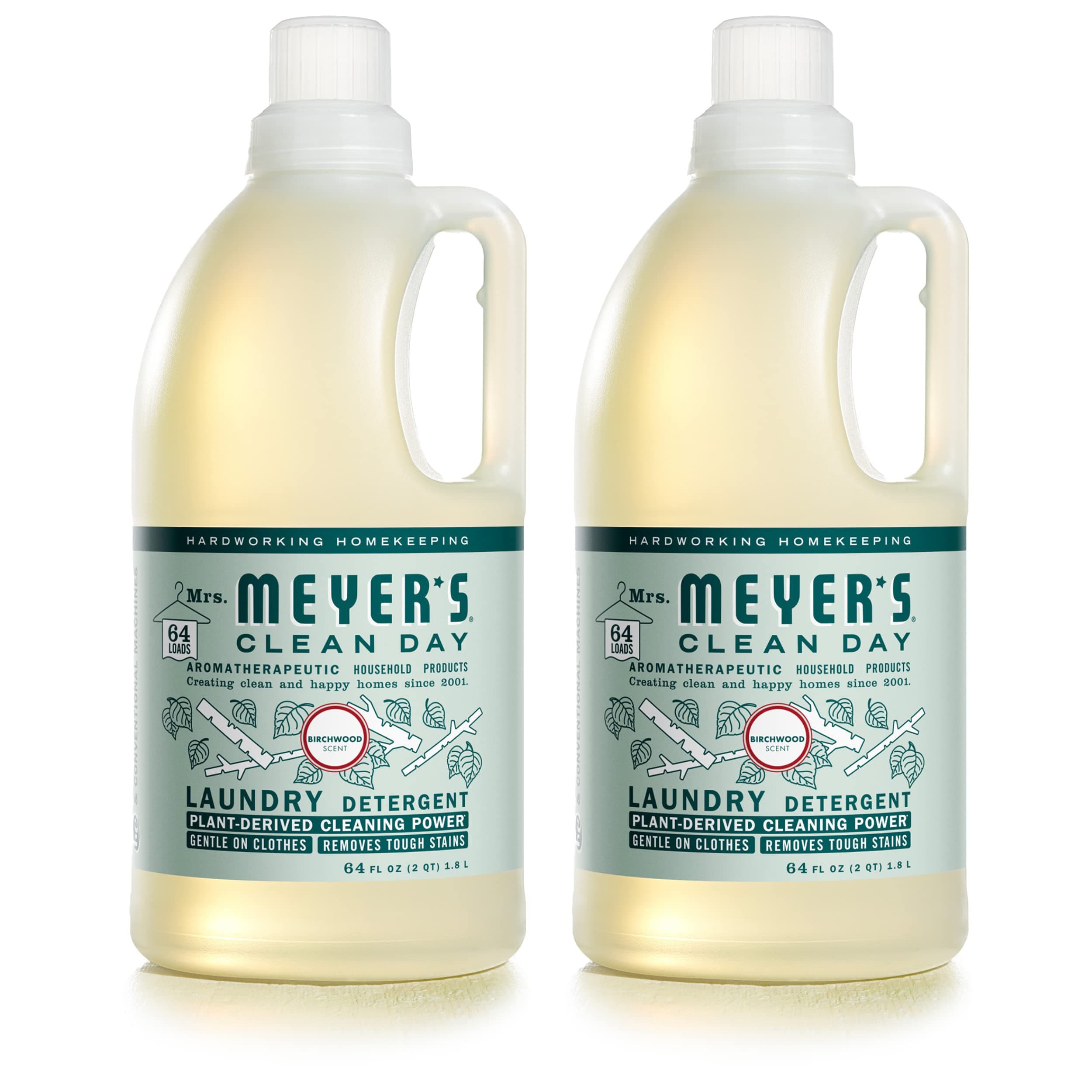 MRS. MEYER'S CLEAN DAY Liquid Laundry Detergent, Infused with Essential Oils, Birchwood, 64 Fl oz (Pack of 2)