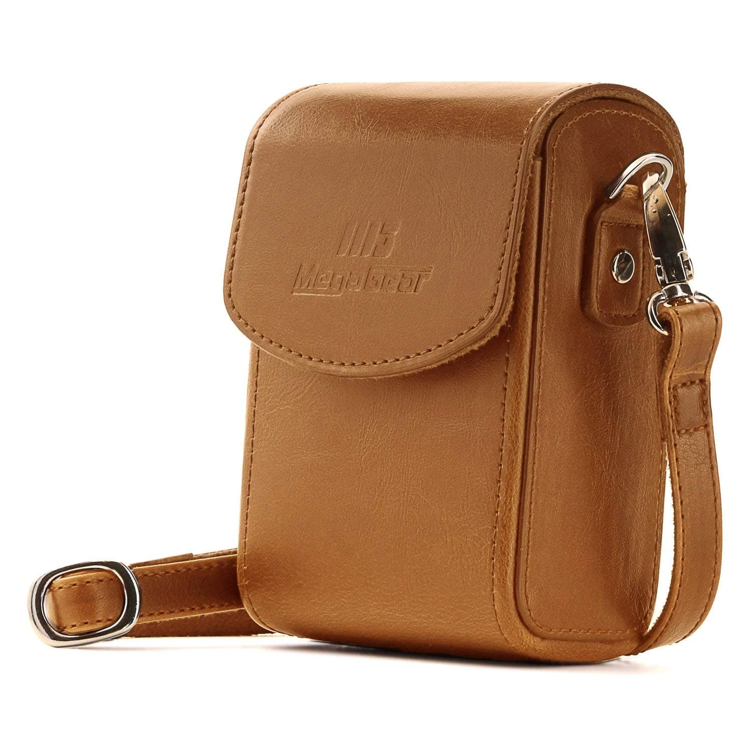 MG768 Leather Camera Case with Strap compatible with Canon PowerShot G7 X Mark III, G7 X Mark II, G7 X - Light Brown