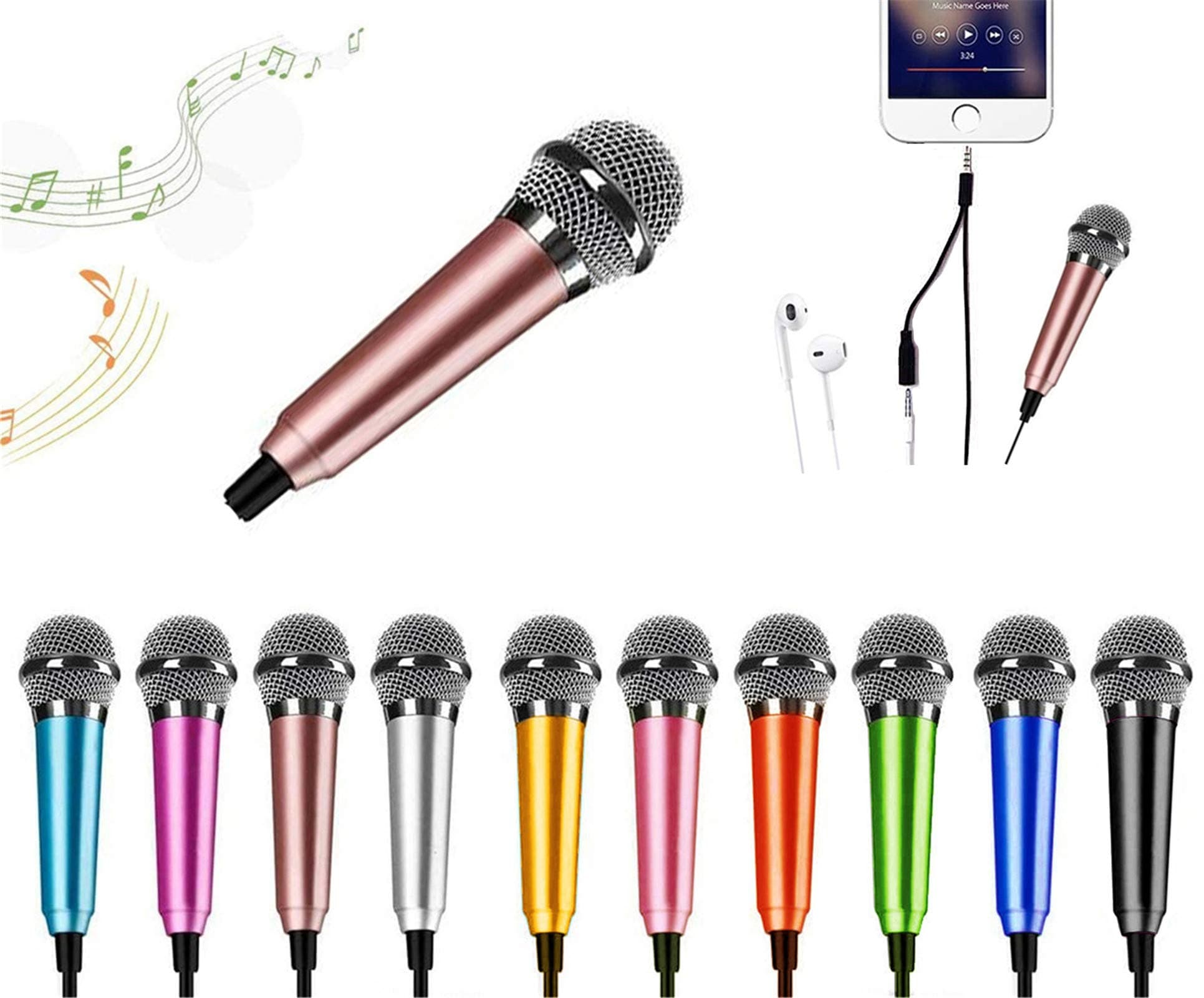 Mini Microphone,Portable Vocal Tiny Microphone, Asmr Microphone ,Phone Microphone, Mini Karaoke Microphone for Voice Recording Chatting And Singing On Iphone,Android,Laptop Notebook（Rose gold）