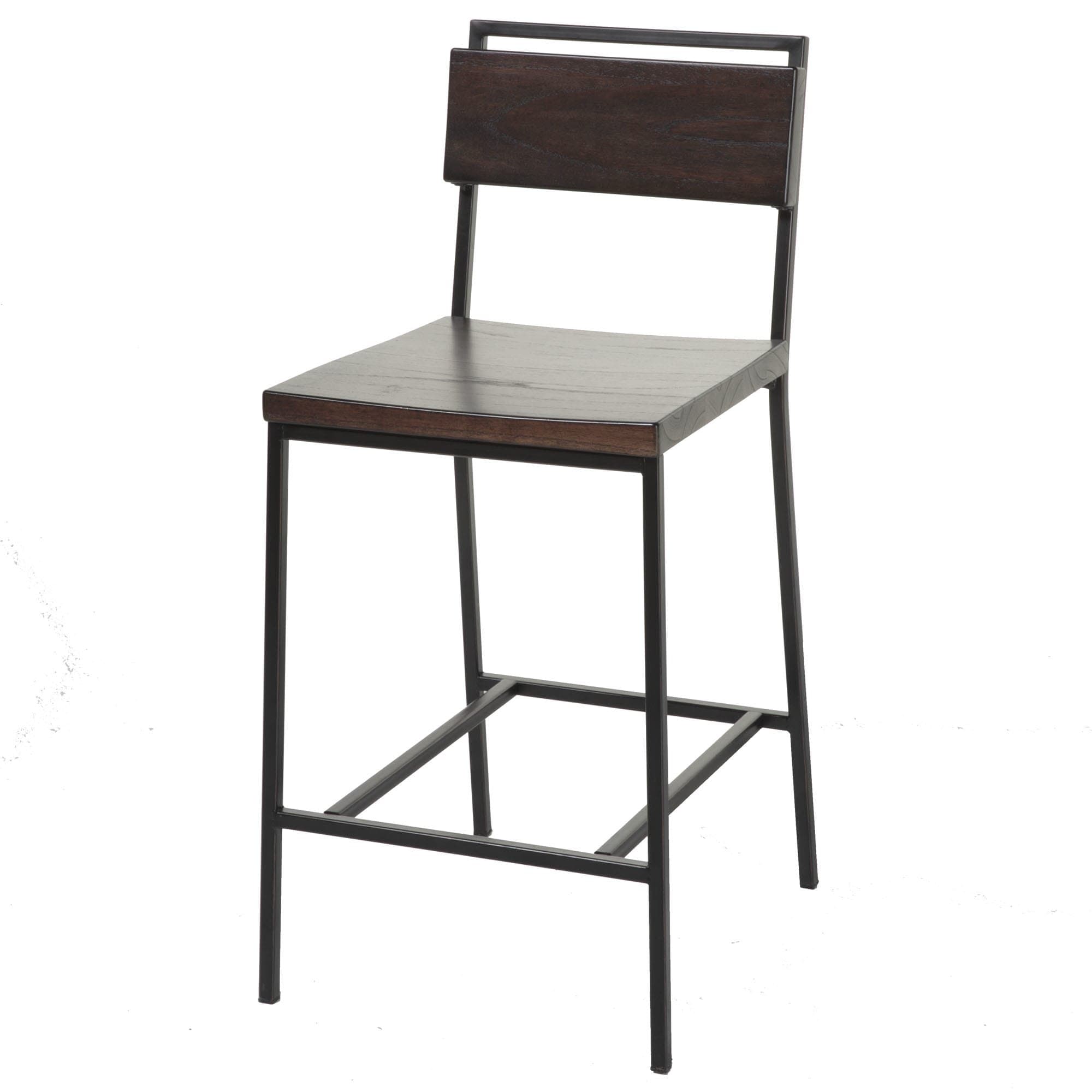 MOOSENG Olympia Bar Stool Matte Finished Metal Frame, Footrest and Black Cherry Colored Wood, 30-Inch