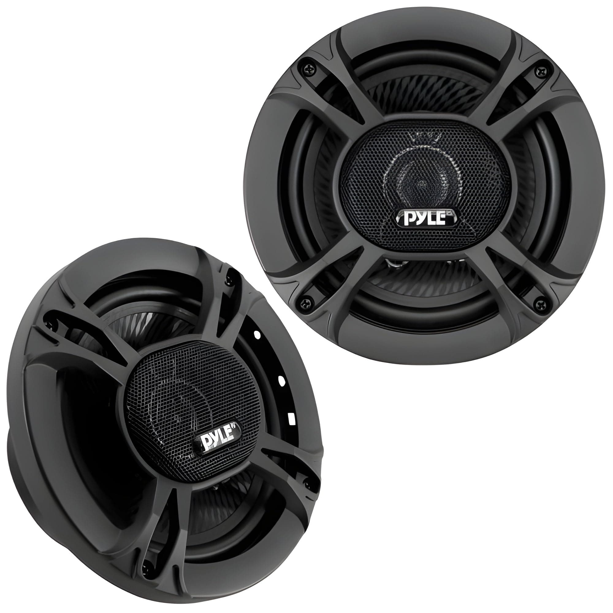 Pyle 3-Way Universal Car Stereo Speakers-300W 6.5” Triaxial Loud Pro Audio Car Speaker Universal OEM Quick Replacement Component Speaker Vehicle Door/Side Panel Mount Compatible PL613BK (Pair), black