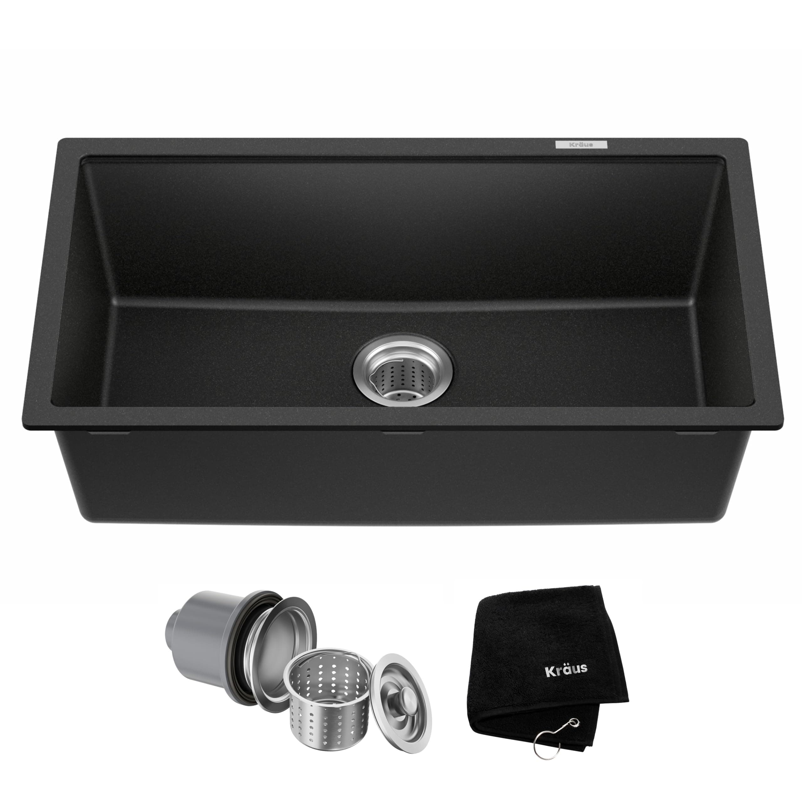 KGU-413B 31 inch Undermount Single Bowl Black Onyx Granite Kitchen Sink