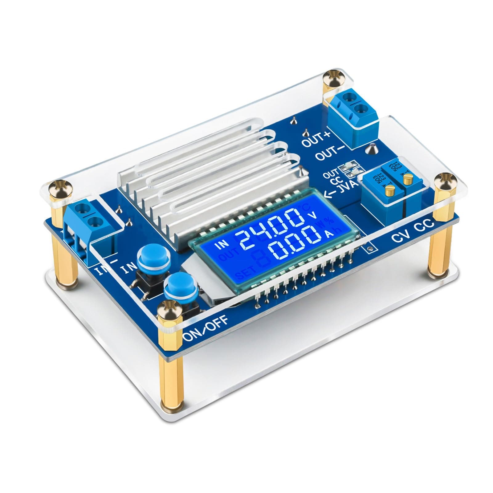 DC Buck Converter, 5.3V-32V to 1.2V-32V 12A Adjustable Power Supply, 5v 9v 12v 24V 30V 32V Step Down Voltage Regulator with LCD Display Volt Transformer Reducer CC CV for RV Solar Panel Golf Cart