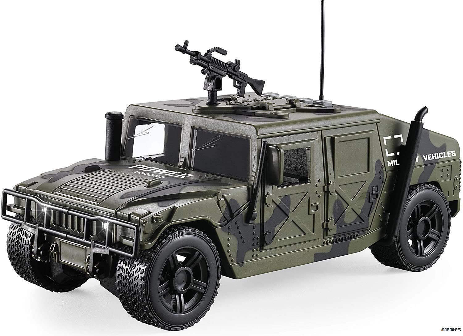 Memtes Friction Powered Military Fighter Army Truck Toy with Lights and Sounds, Can Open The Front 2 Doors and Back