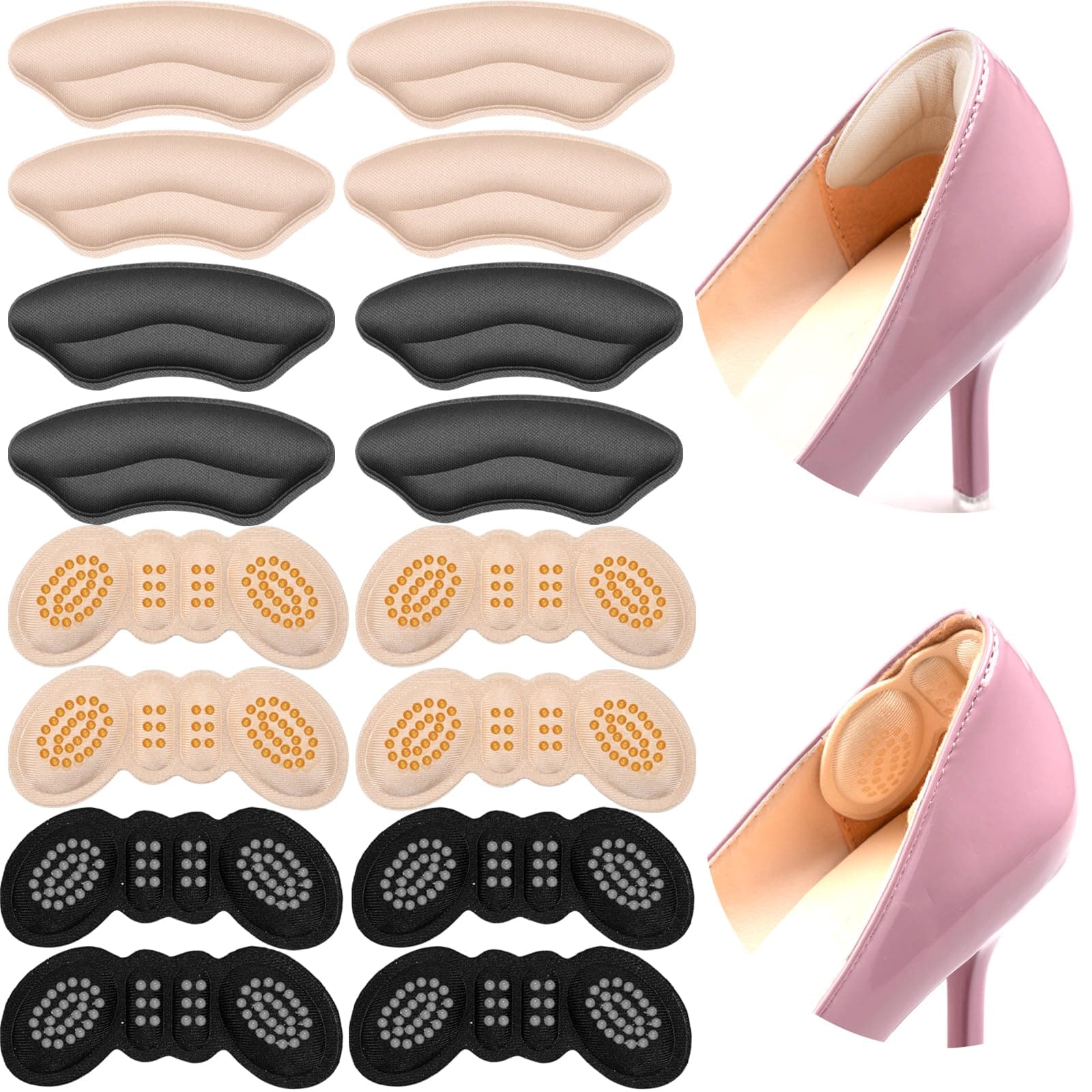 8 Pairs Heel Grips for Womens Shoes, Heel Pads for Shoes, Shoe Inserts for Women, Heel Cushion, Ultimate Comfort Bundle: Heel Inserts for Women