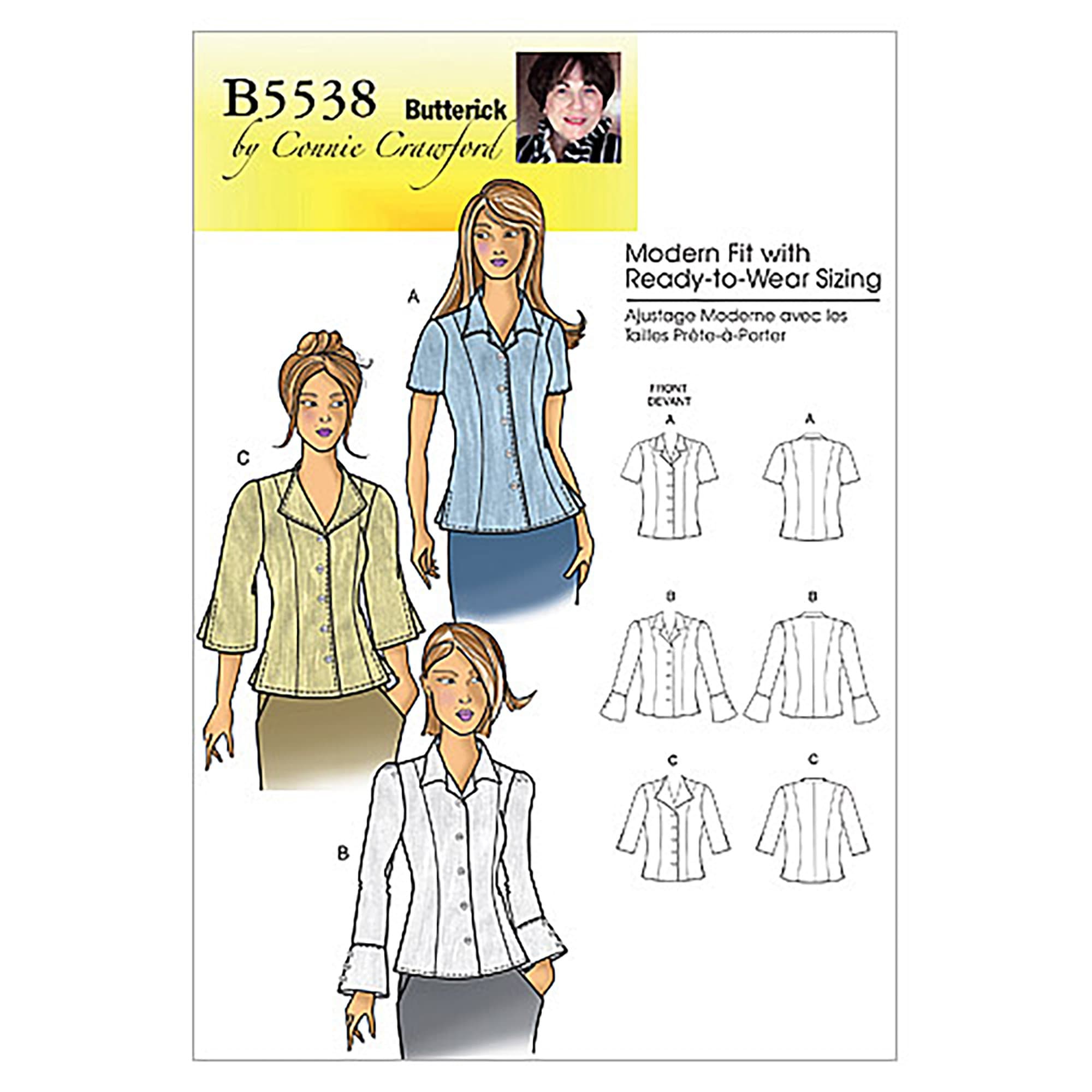 Butterick Patterns B5538 Size MISS XS-Small-Medium-Large-XL Misses/Womens Blouse, Pack of 1, White