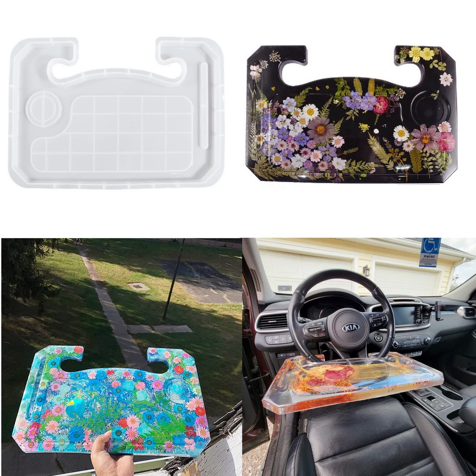 Steering Wheel Tray Resin Molds, DIY Resin Epoxy Casting Craft Car Table Mount Steering Wheel Tray Desk for Laptop & Food