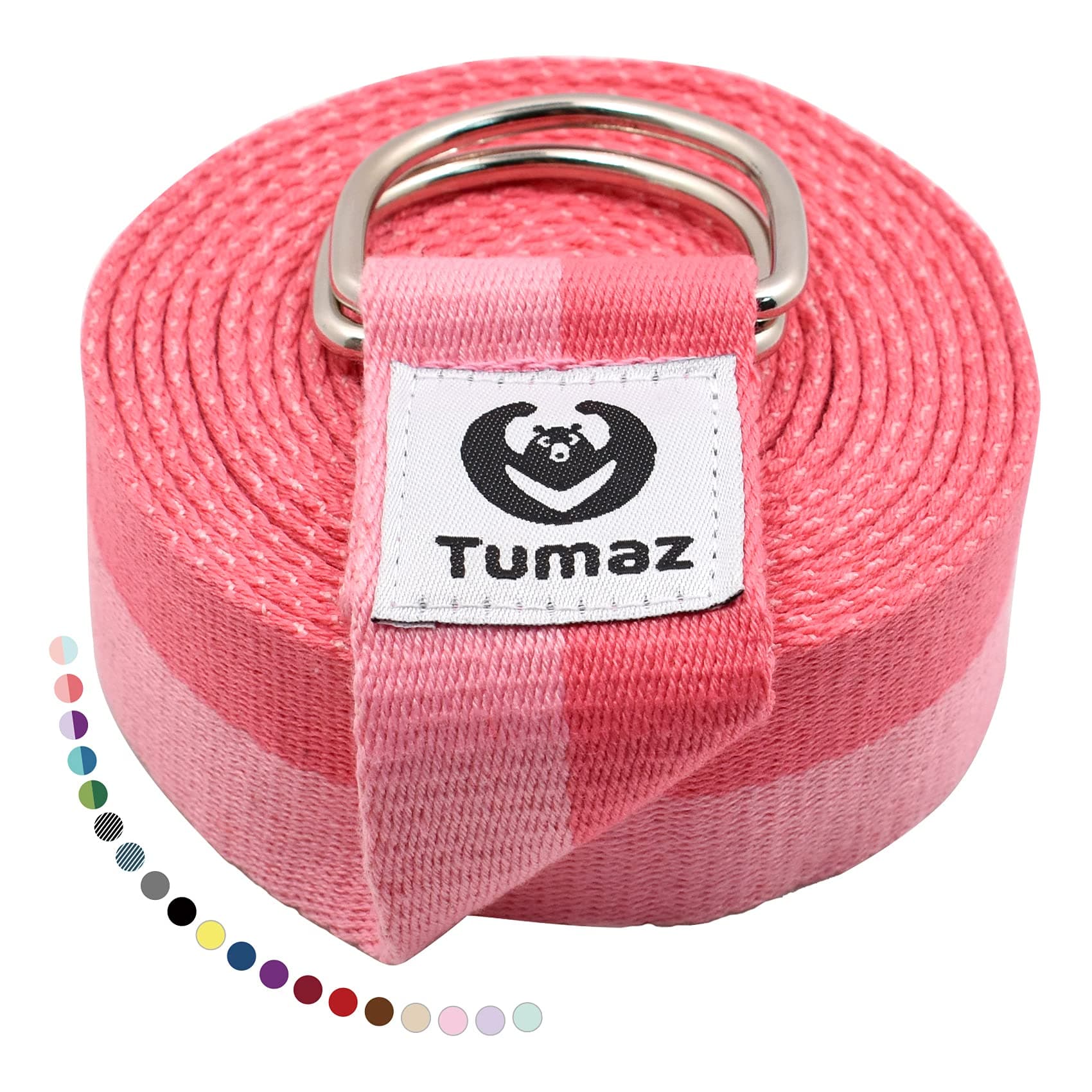 TumazYoga Strap/Stretch Bands [15+ Colors, 6/8/10 Feet Options] with Extra Safe Adjustable D-Ring Buckle, Durable and Comfy Delicate Texture - Best for Daily Stretching, Physical Therapy, Fitness