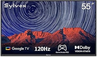 Outdoor TV, 55 inch 120Hz 4K Smart TVs, Weatherproof & IP55 Waterproof, Compatible with Google & Dolby Atmos, Support HDMI 2.1 & USB 3.0, 1000 Nits Outside Televison for Gaming (2025 Model)