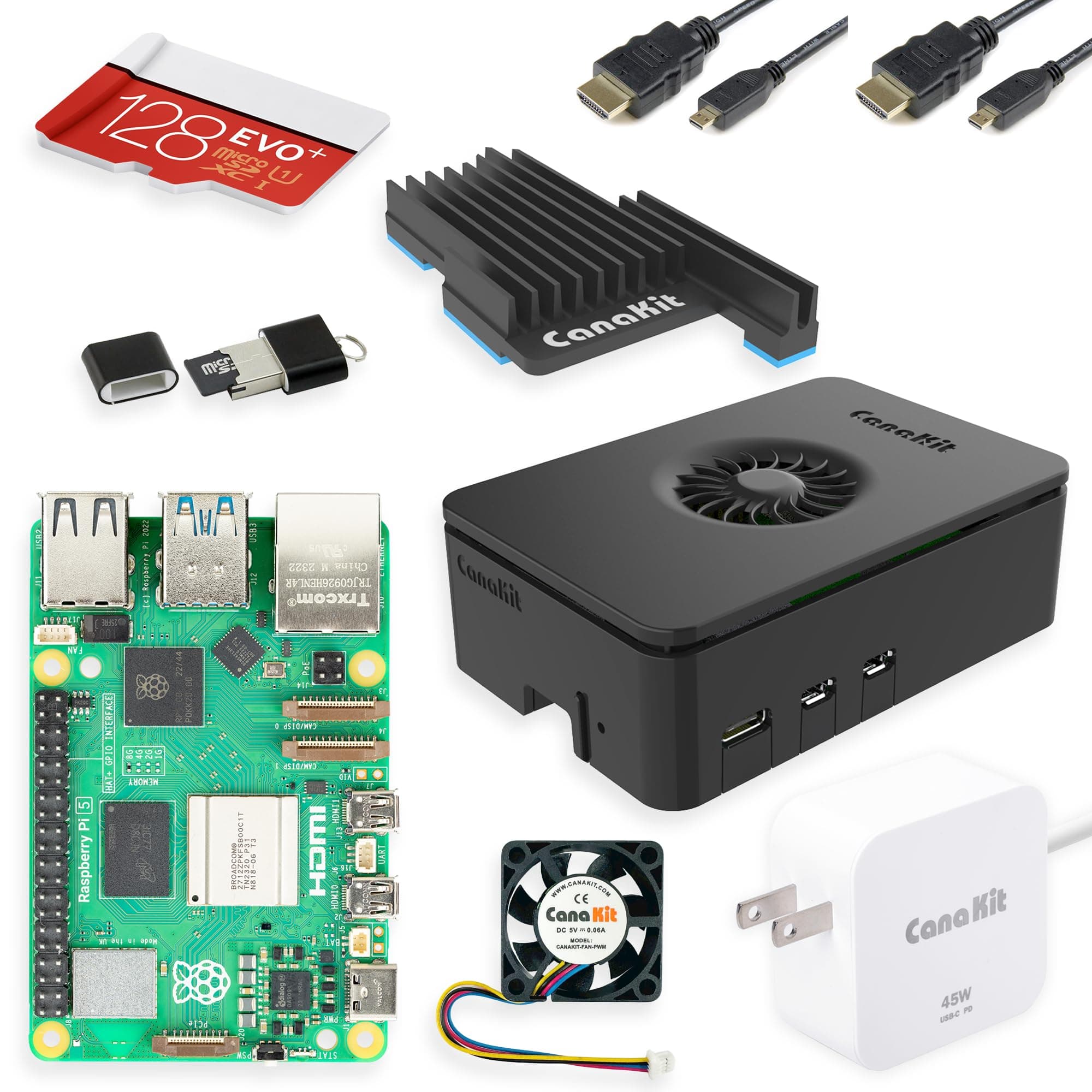 CanaKit Raspberry Pi 5 Starter Kit Turbine Black (128GB Edition) (8GB RAM)