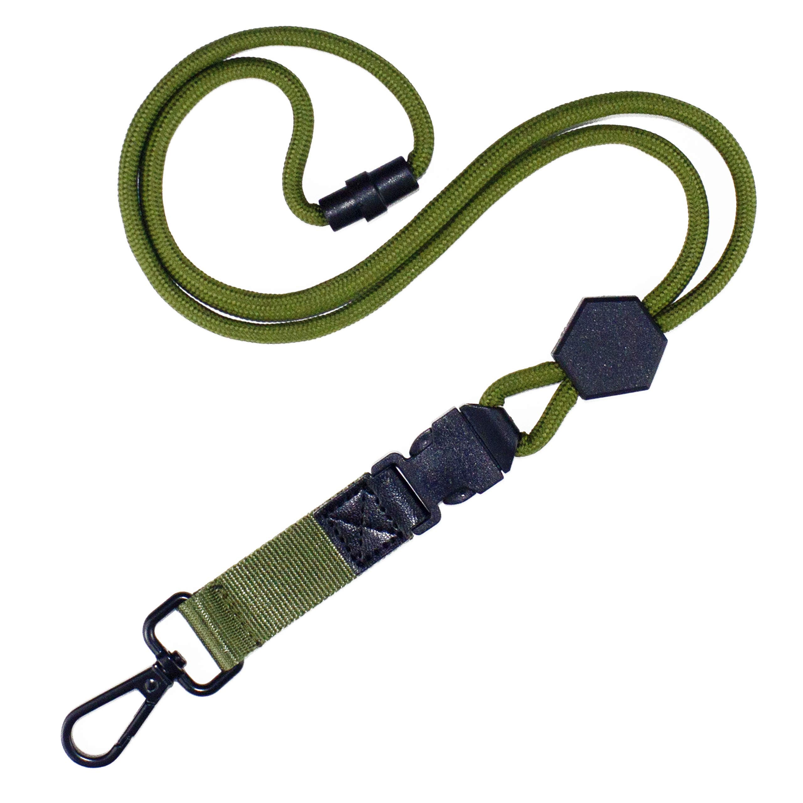 YOYOGO Durable Round Cord Lanyard with Metal Hook,Breakaway Buckle,Safety Breakaway for ID Card Holder in Office or Keys (Army Green)