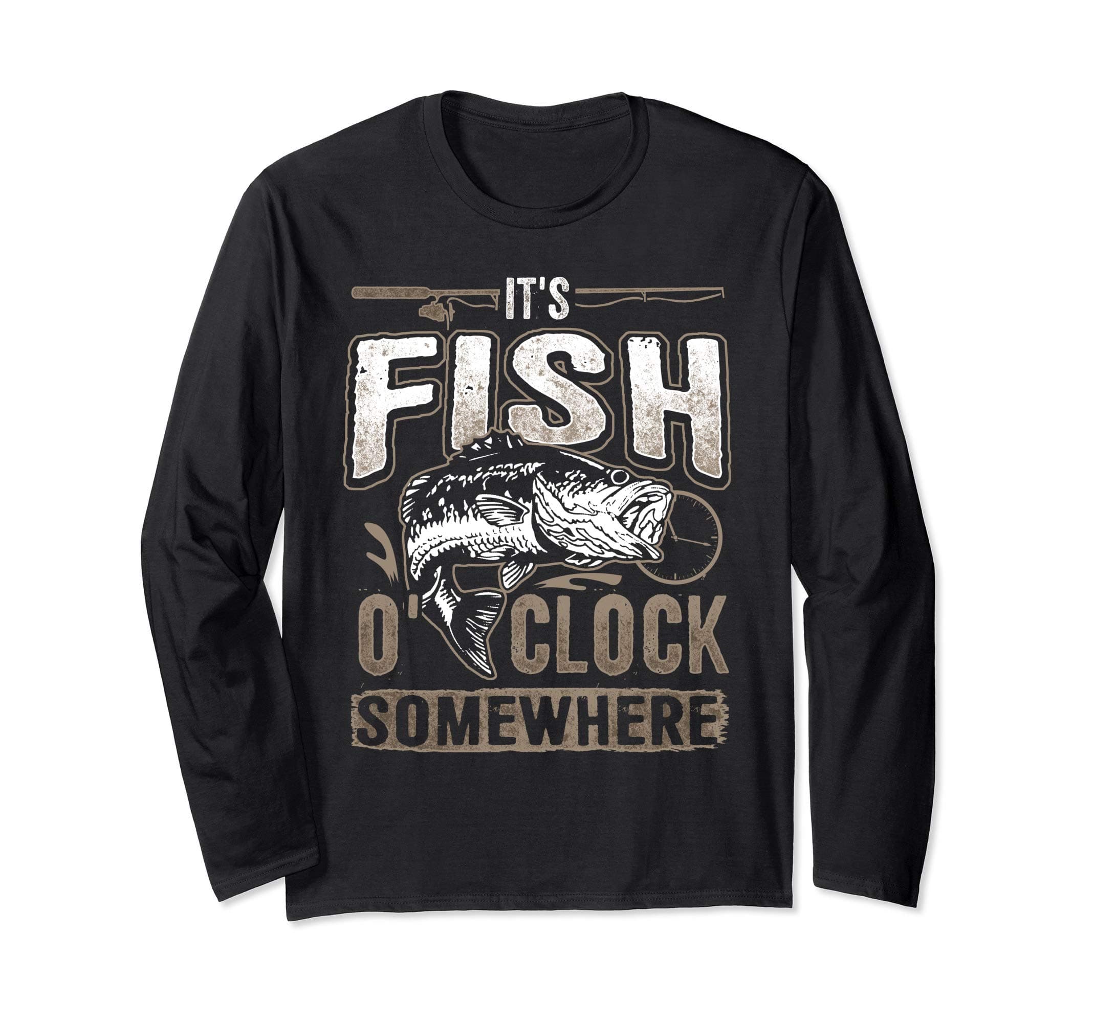 It's Fish O'clock Somewhere-Funny Long Sleeve Fishing Tshirt