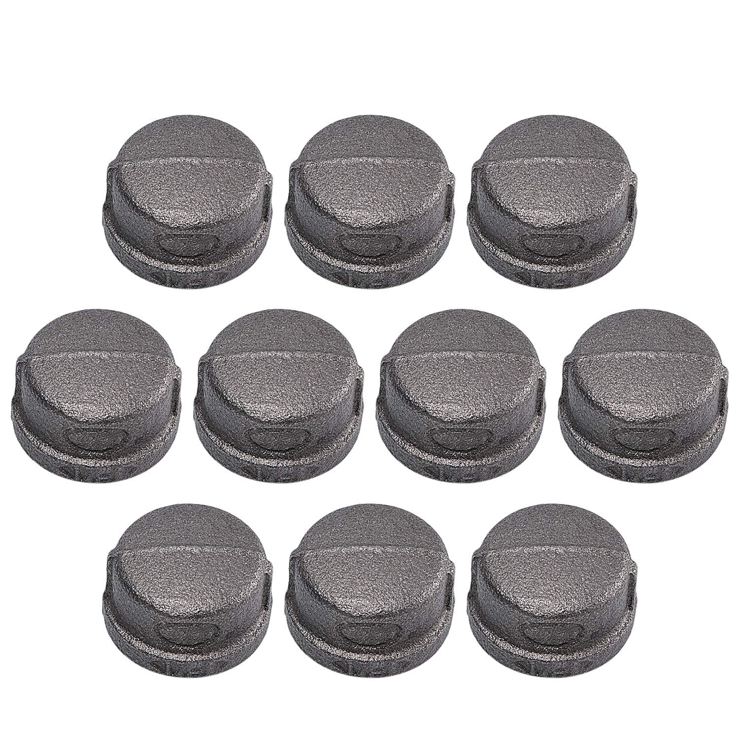 1" Pipe Fitting Cap, Home TZH 10 Pack 1" Gray Malleable Iron Cast Pipe Caps for Steam-punk Vintage Shelf Bracket DIY Plumbing Pipe Decor Furniture(10, 1")