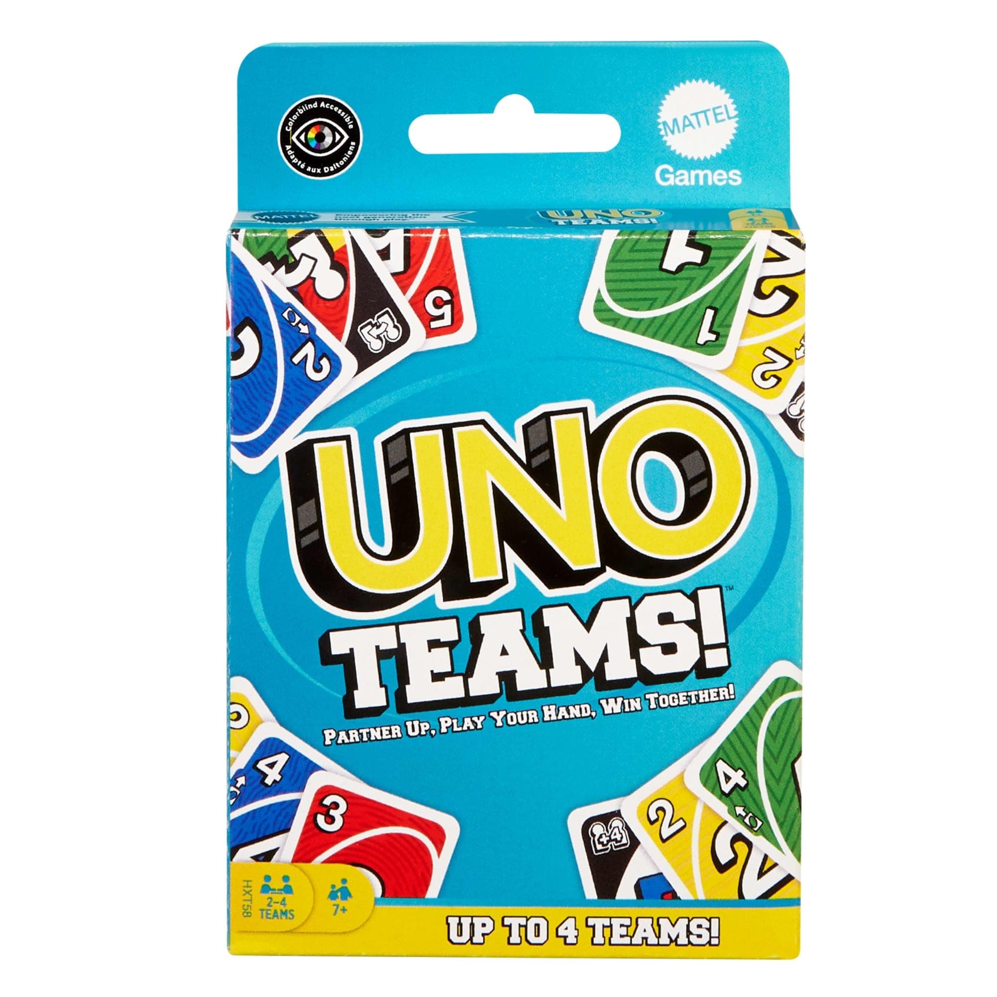 Mattel Games UNO Teams Card Game for Children and Adults for Family Games, Travel and Parties with Special Rules for Playing in Teams of Two, HXT58